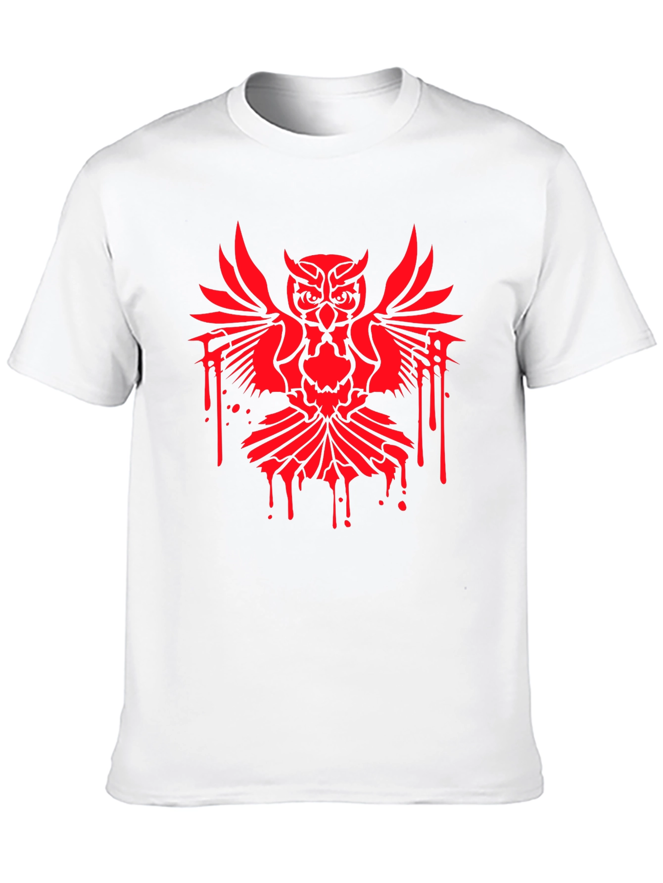 Mens Black T-Shirt with Red Owl Graphic