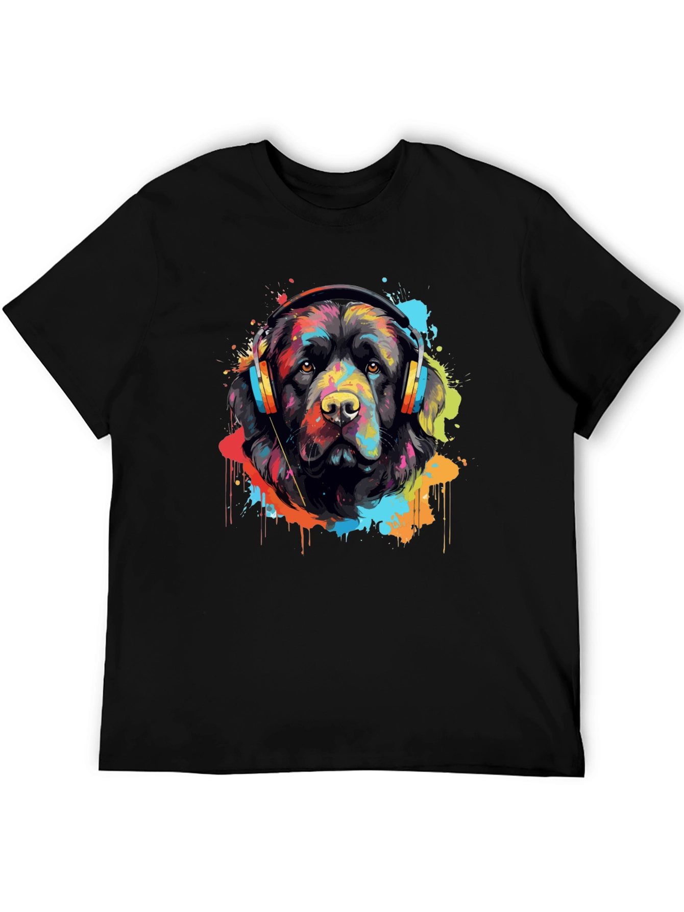 Dog with Headphones Graphic T-Shirt