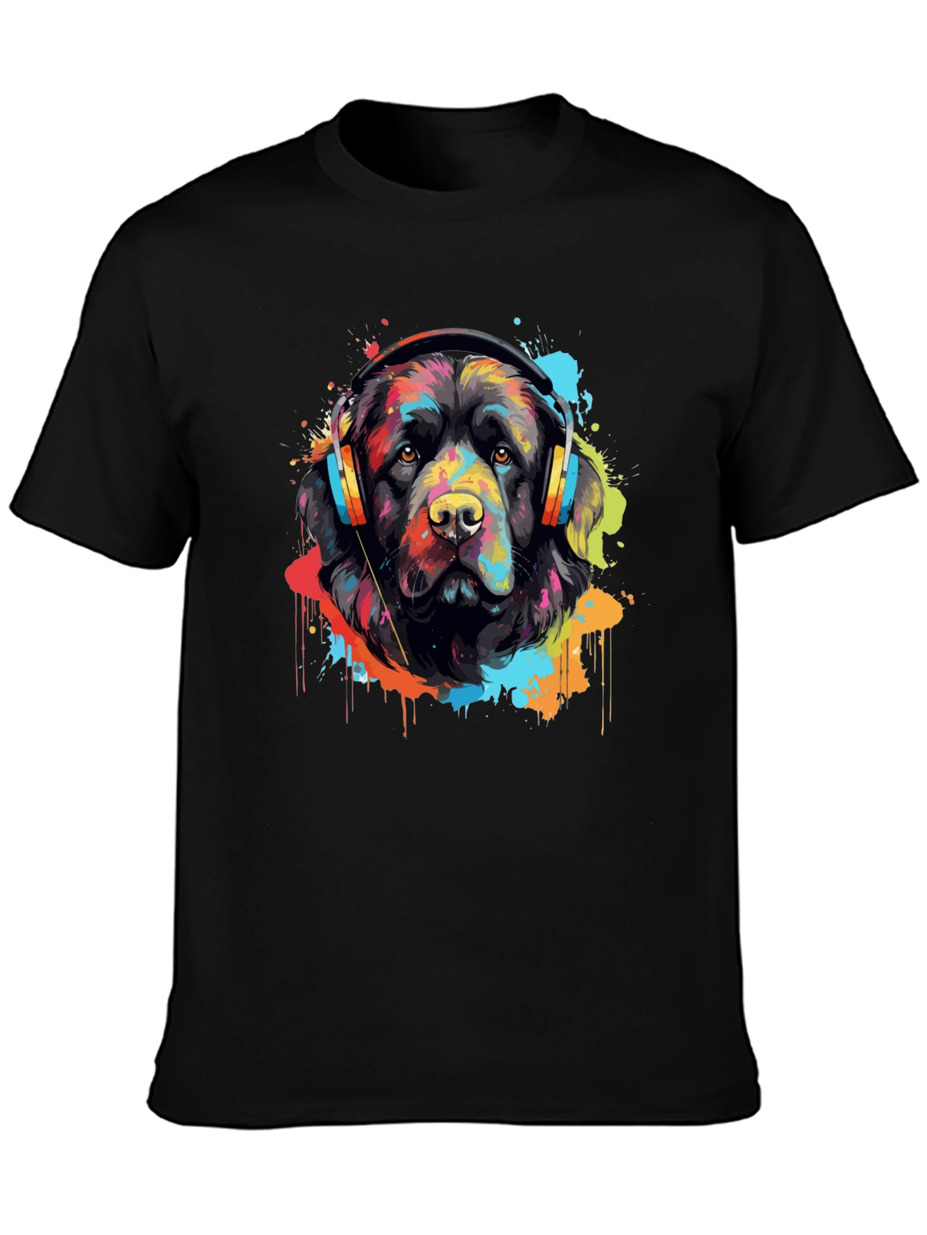 Dog with Headphones Graphic T-Shirt