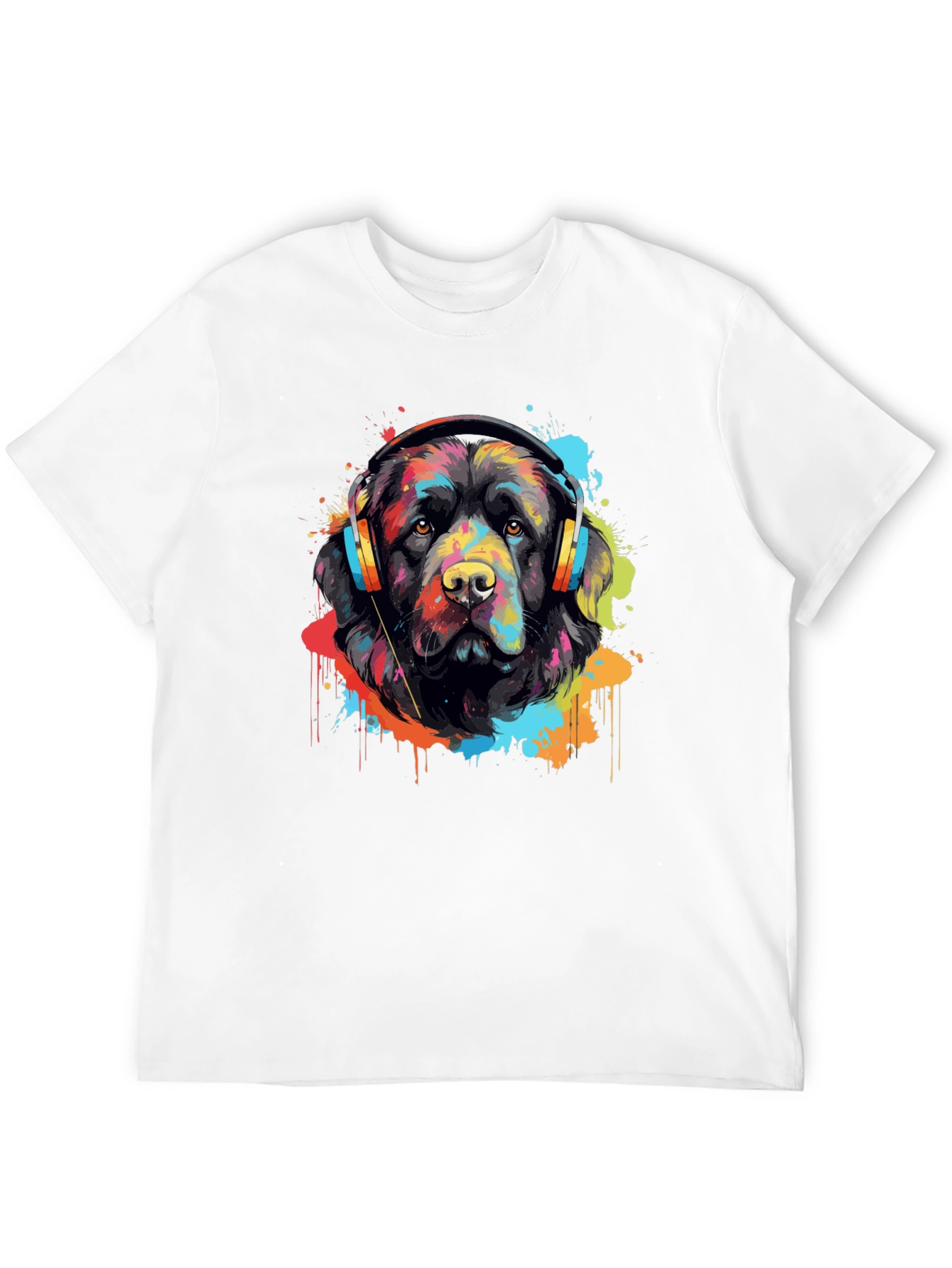 Dog with Headphones Graphic T-Shirt
