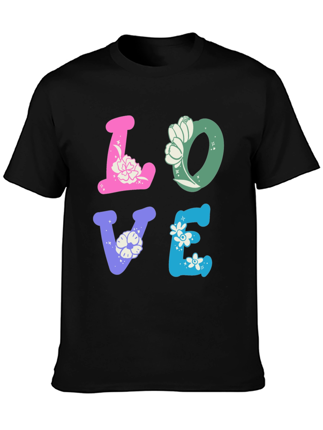 Floral LOVE Graphic Tee - Trendy Casual Shirt