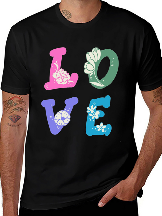 Floral LOVE Graphic Tee - Trendy Casual Shirt