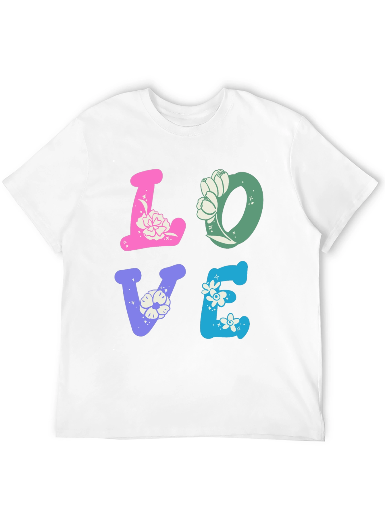 Floral LOVE Graphic Tee - Trendy Casual Shirt