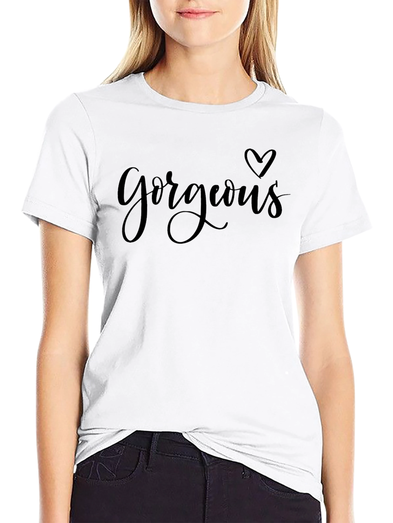 Gorgeous Heart Graphic Black T-Shirt