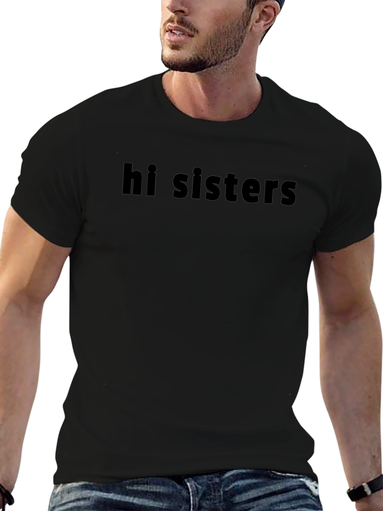 Hi Sisters Graphic T-Shirt - Black