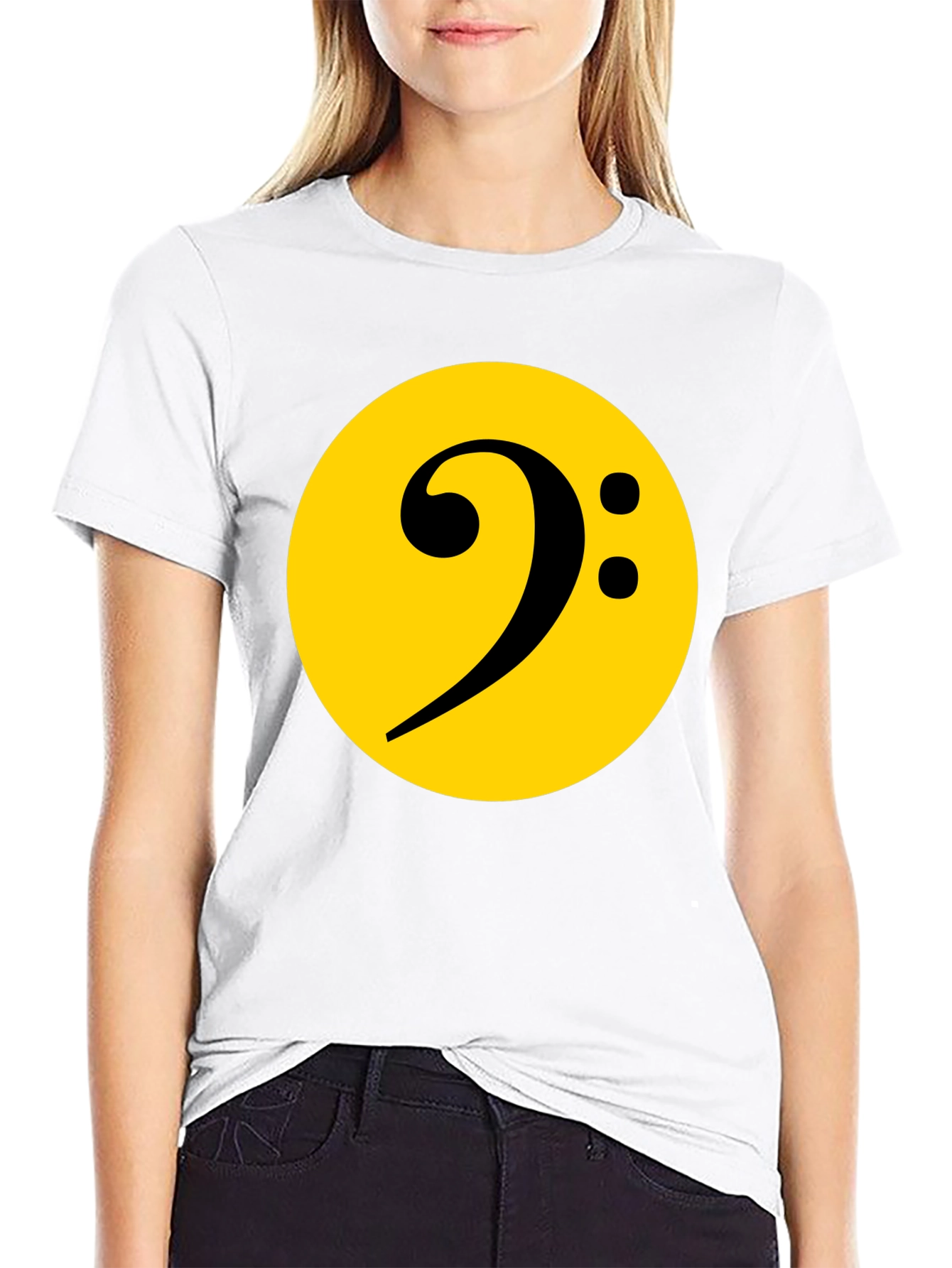Bass Clef Graphic Tee - Black Cotton Music Shirt