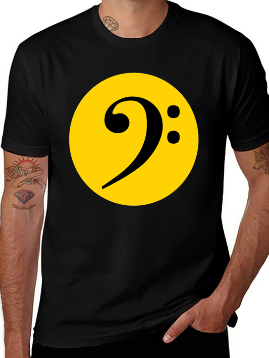Bass Clef Graphic Tee - Black Cotton Music Shirt