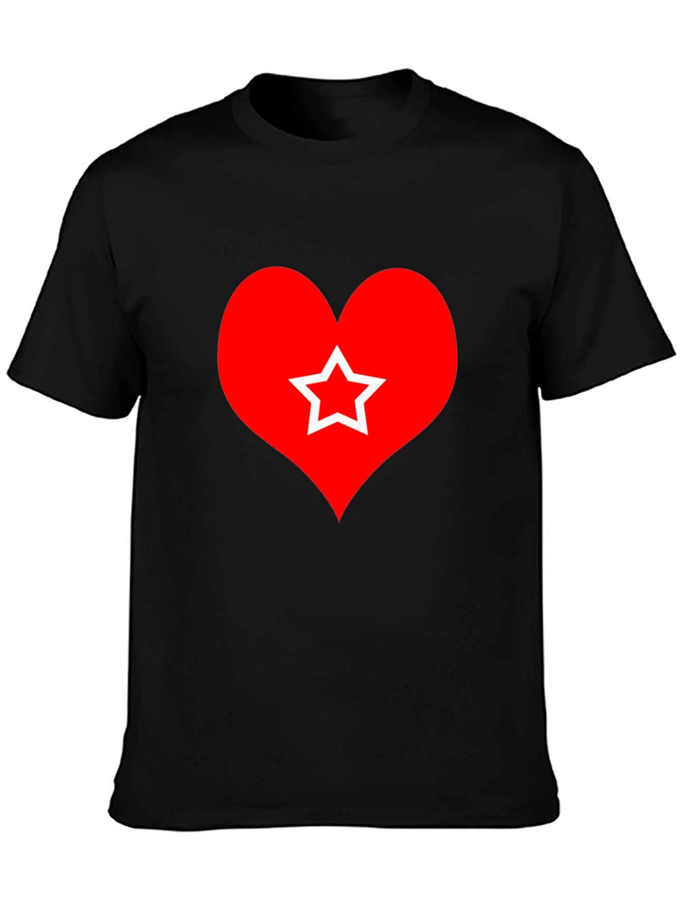 Heart Star Graphic Tee - Black Cotton T-Shirt