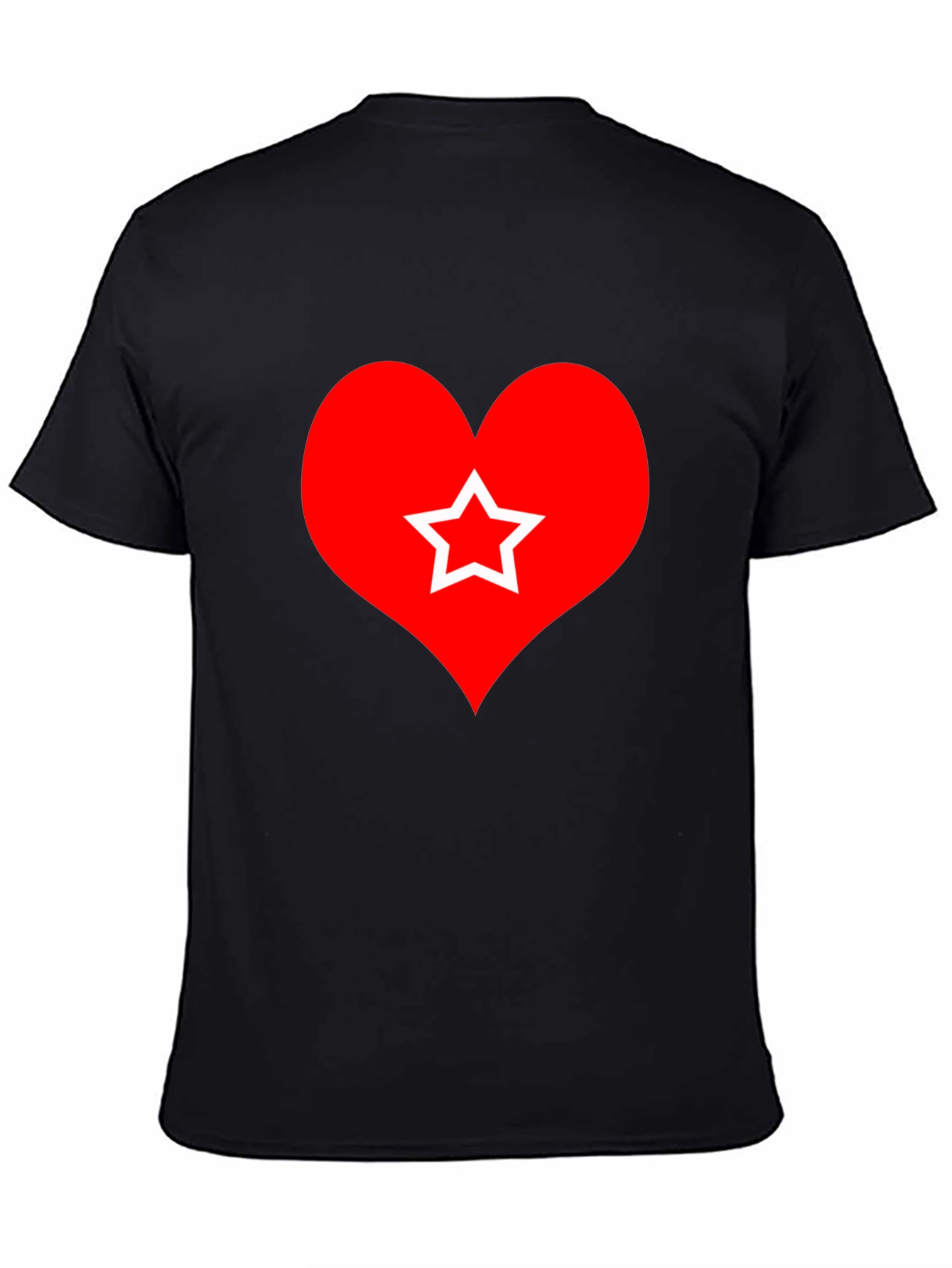 Heart Star Graphic Tee - Black Cotton T-Shirt