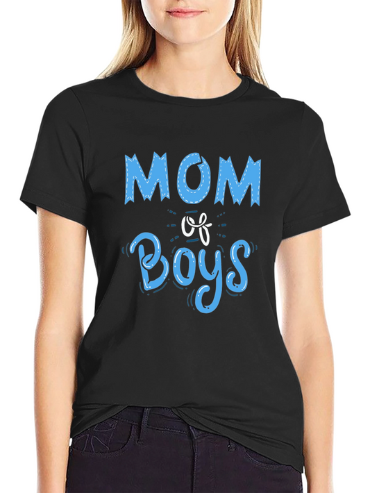 Mom of Boys Graphic Tee - Black Crewneck