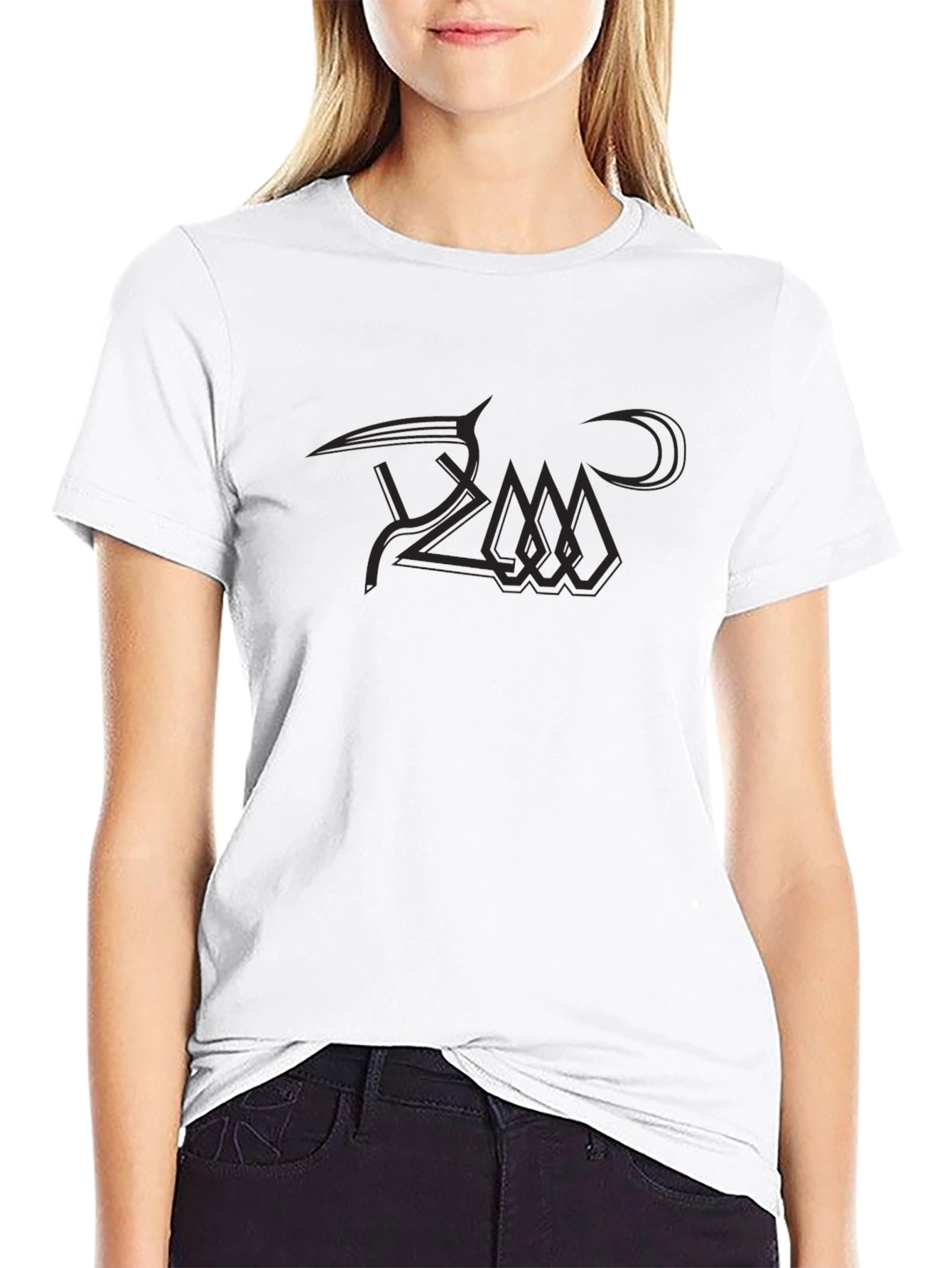 Modern Graphic Print Black T-Shirt