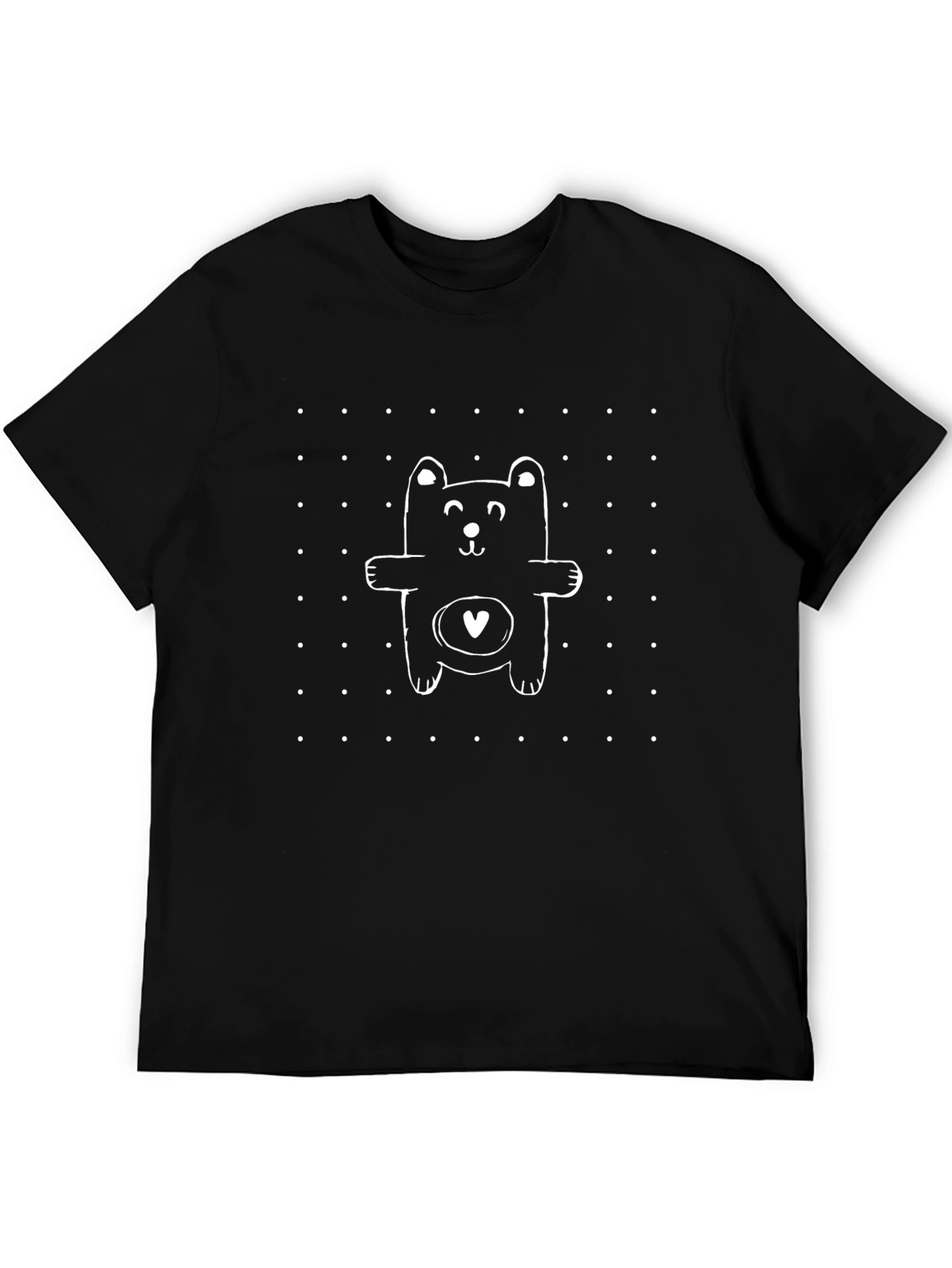 Cute Bear Graphic Tee - Black Cotton T-Shirt