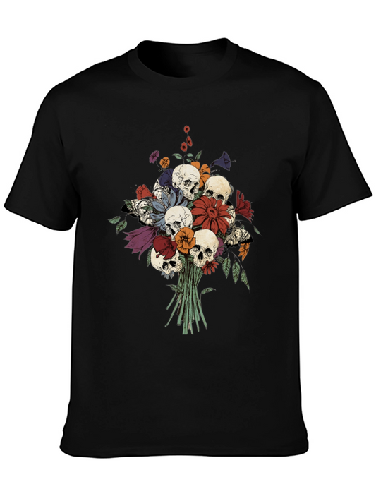Skull & Flower Bouquet Black T-Shirt