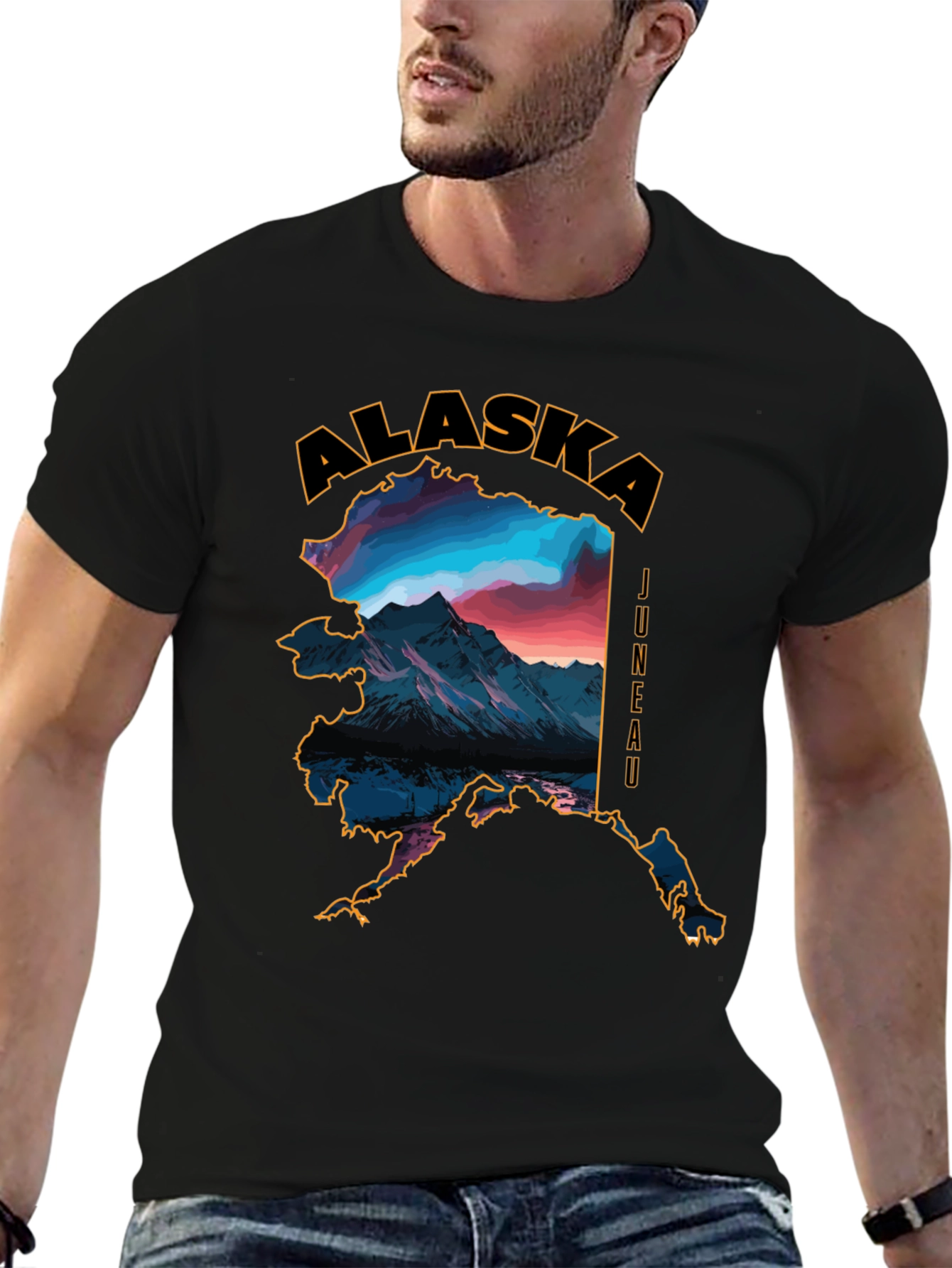 Alaska Mountainscape Graphic Tee - Black
