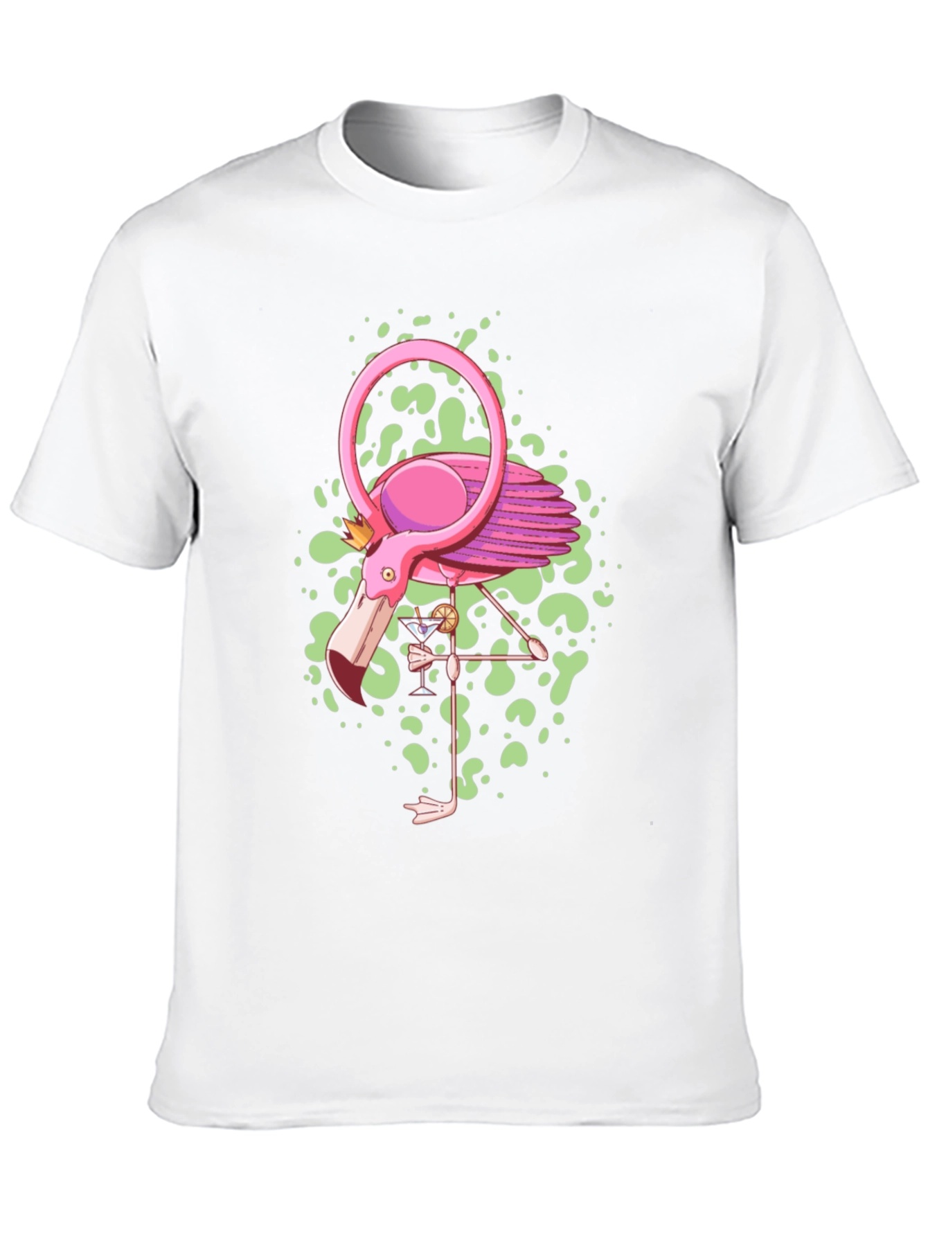 Whimsical Flamingo Graphic Tee - Black Cotton Blend