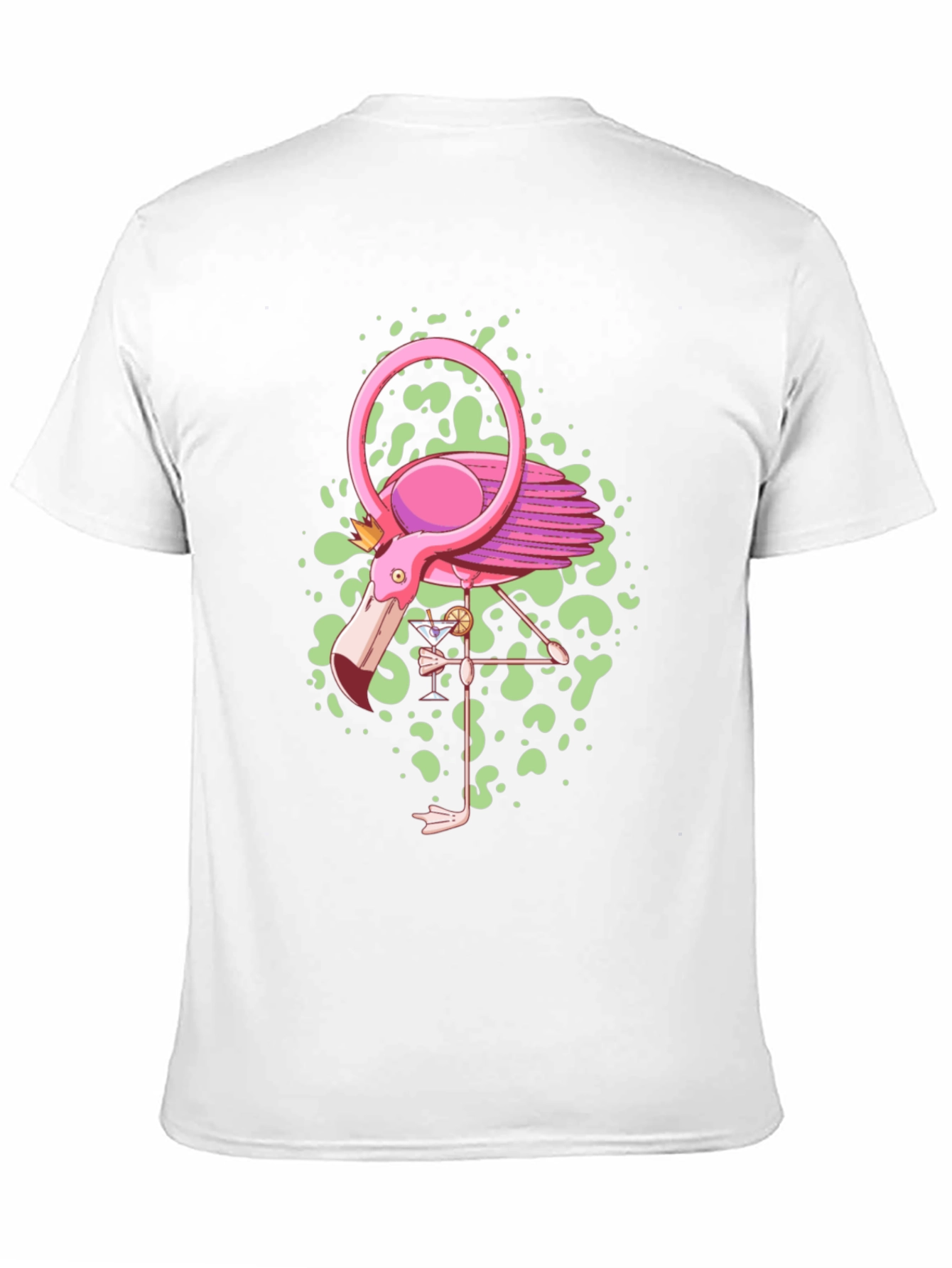 Whimsical Flamingo Graphic Tee - Black Cotton Blend
