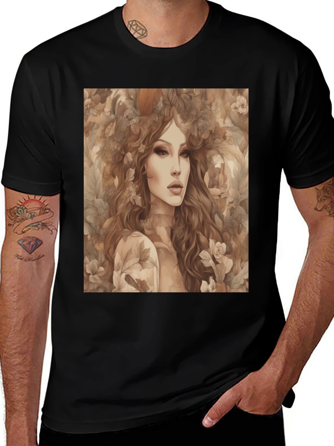 Nature Portrait Graphic Tee - Black Unisex