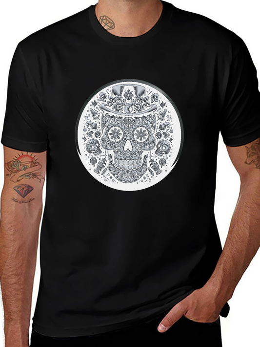 Day of the Dead Skull Graphic Tee - Black