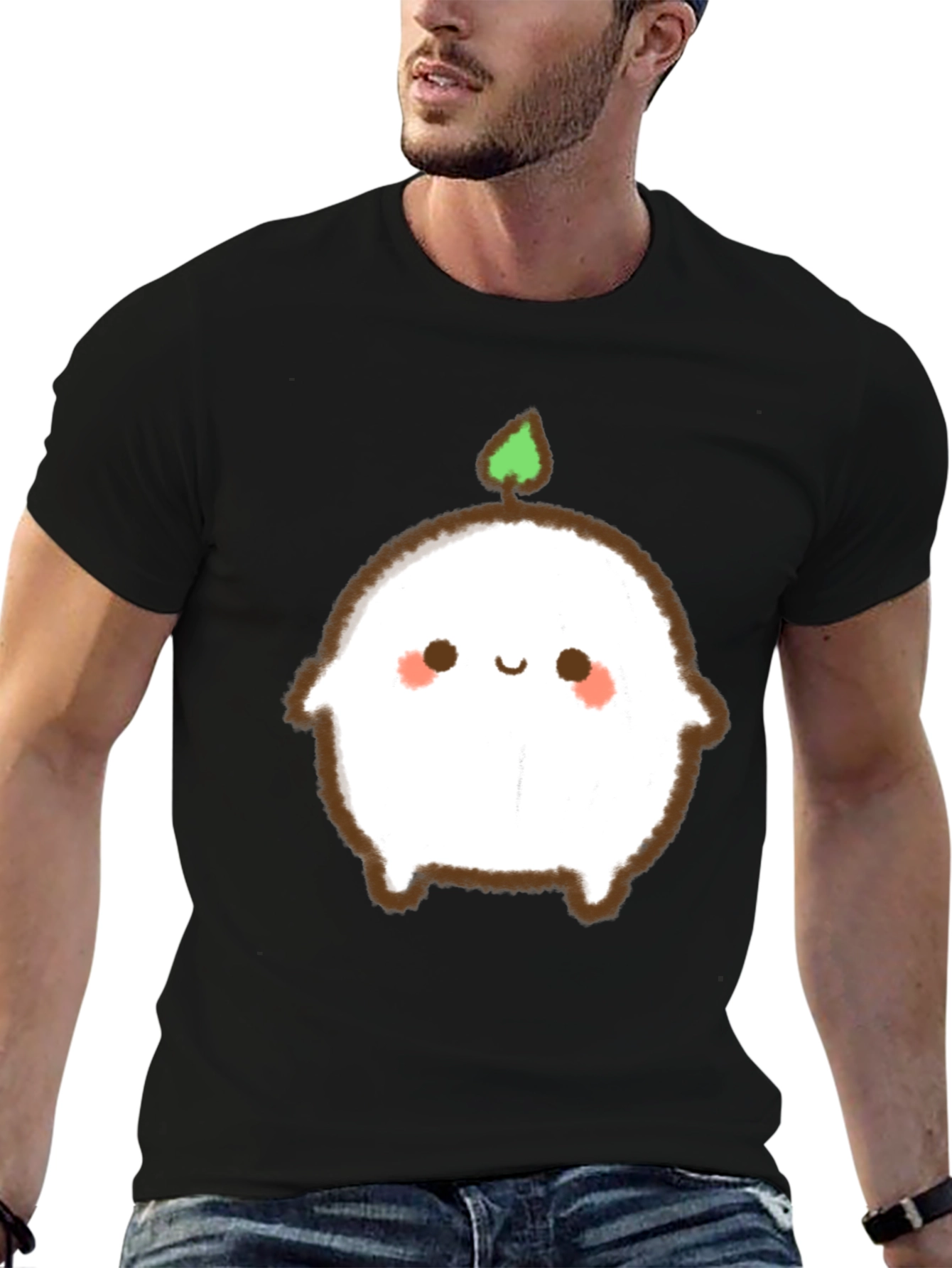 Cute Sprout Character Black T-Shirt