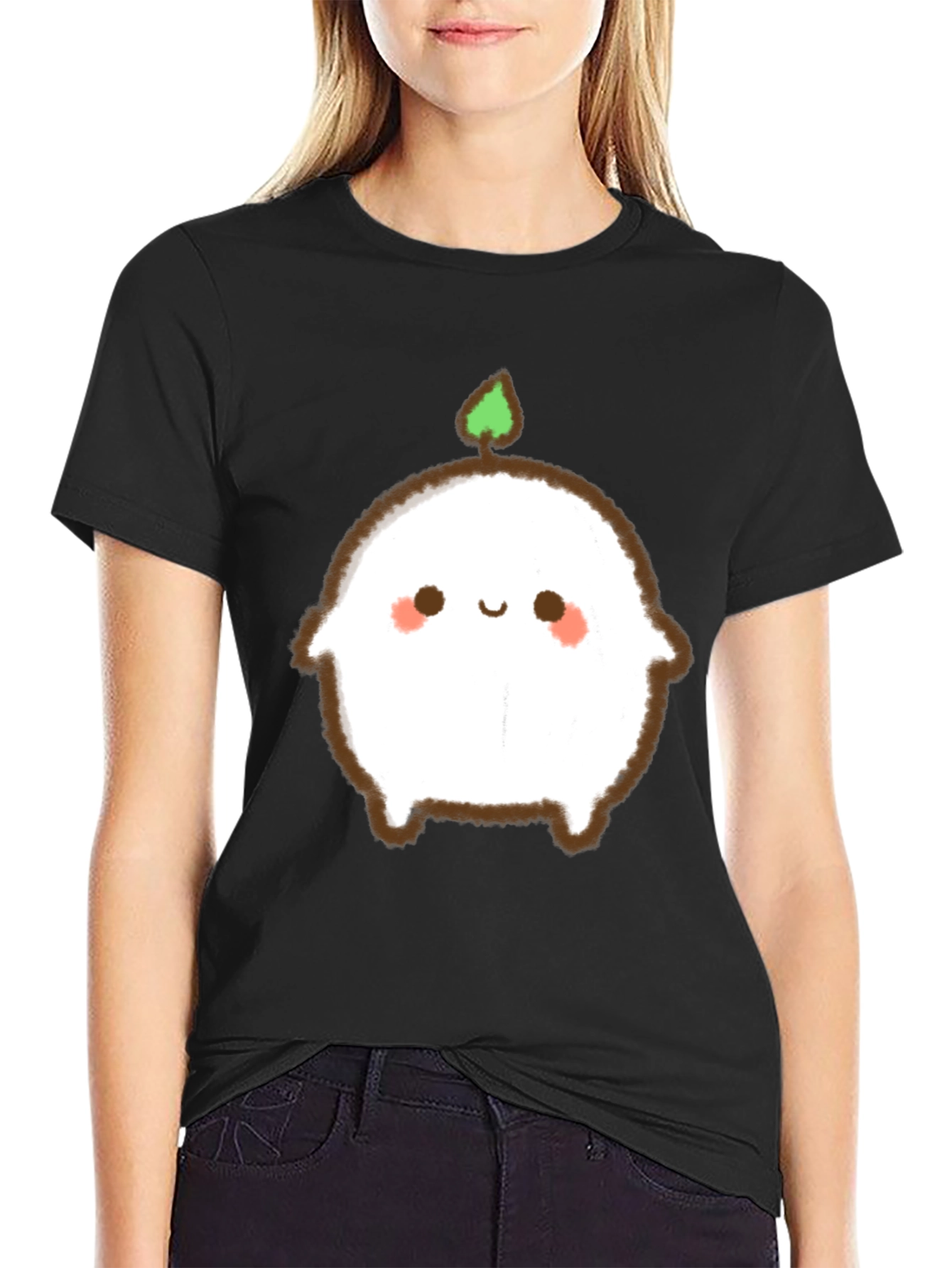 Cute Sprout Character Black T-Shirt