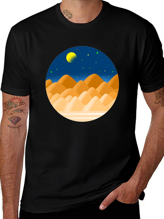 Desert Moon Graphic Tee - Stylish Black T-Shirt