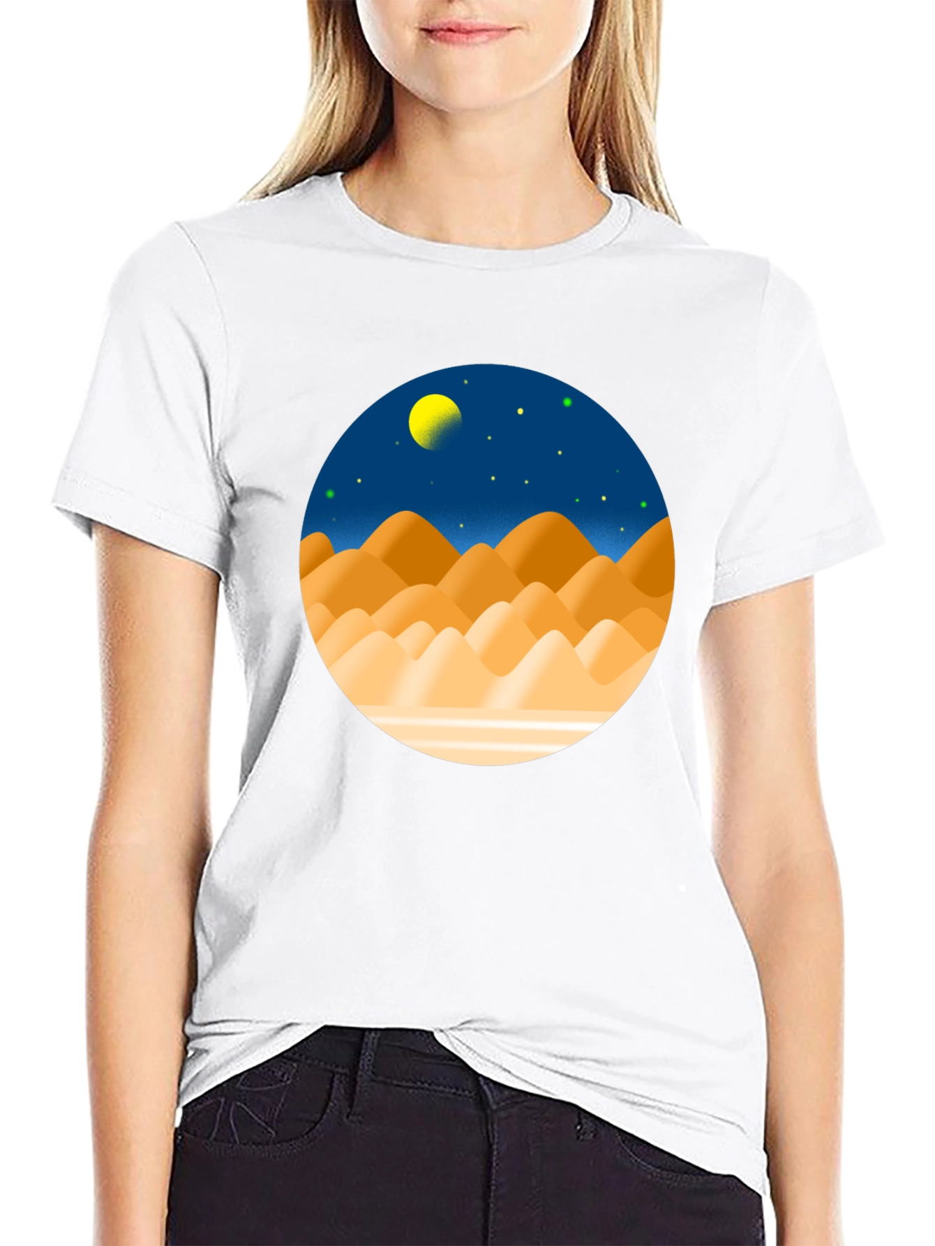 Desert Moon Graphic Tee - Stylish Black T-Shirt