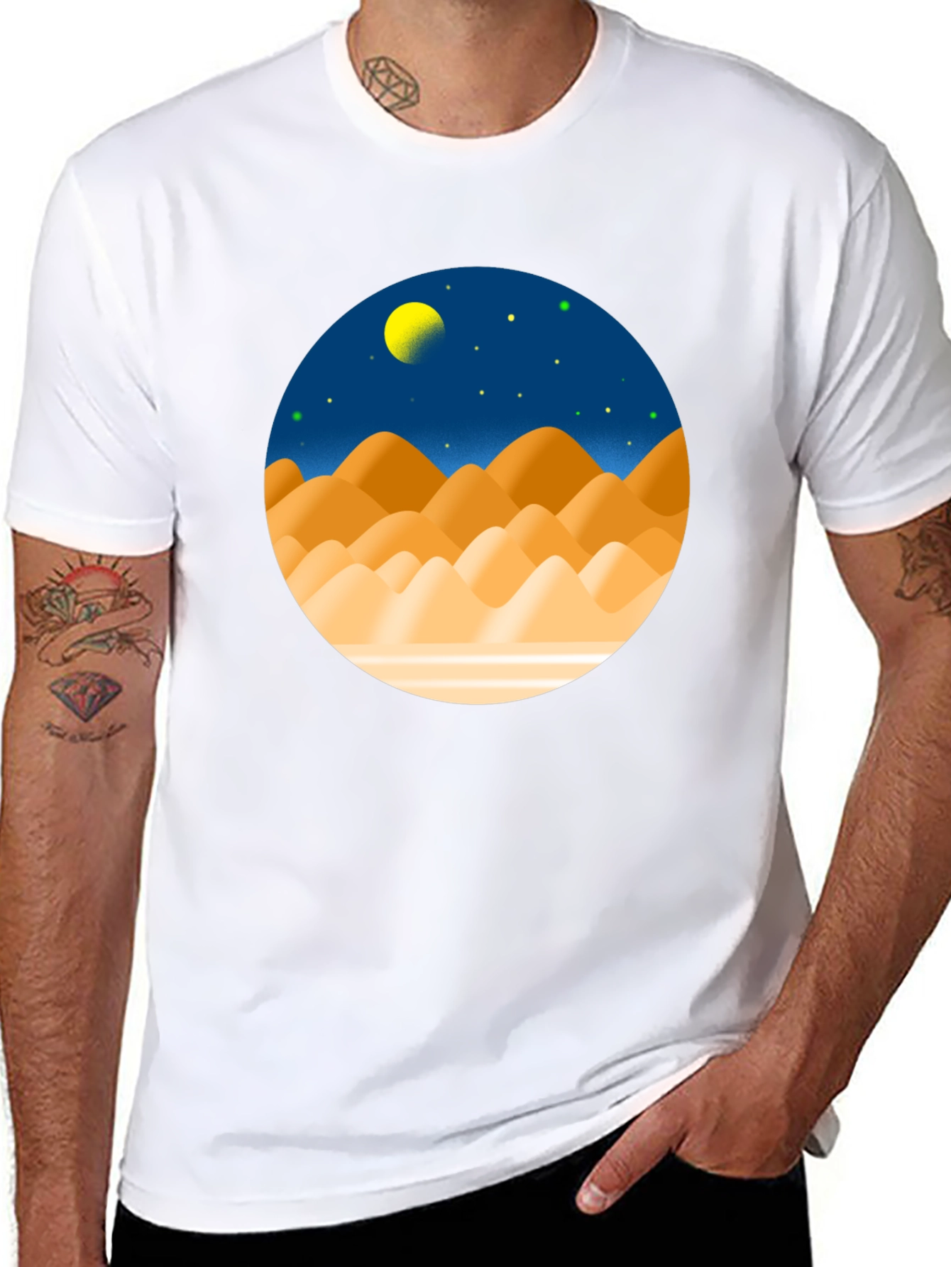 Desert Moon Graphic Tee - Stylish Black T-Shirt