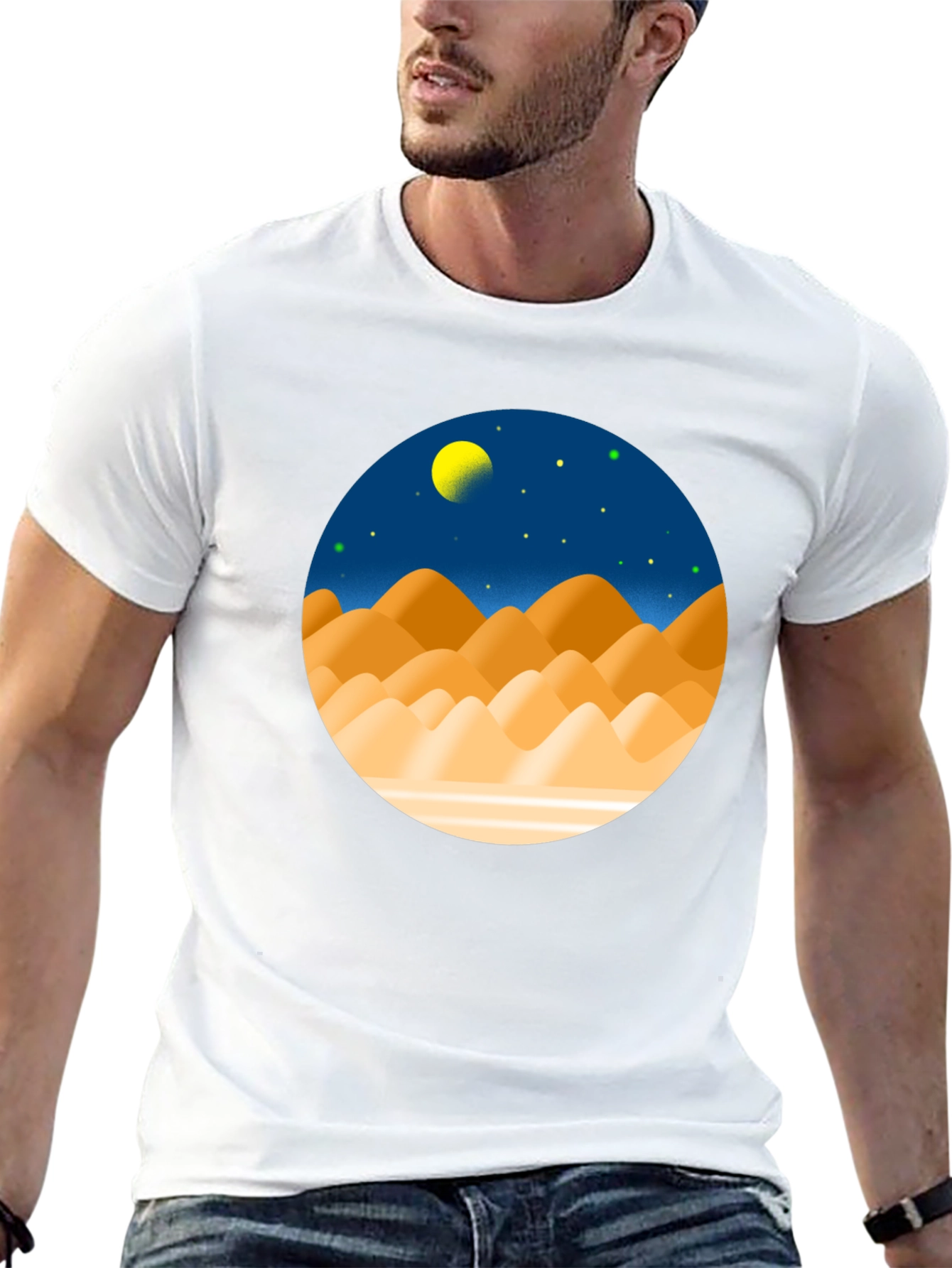 Desert Moon Graphic Tee - Stylish Black T-Shirt