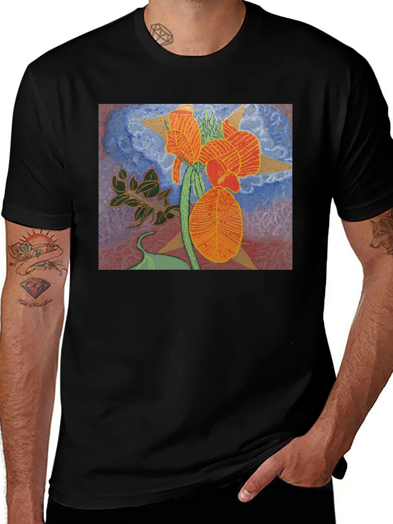 Floral Graphic Tee - Unique Artistic Design