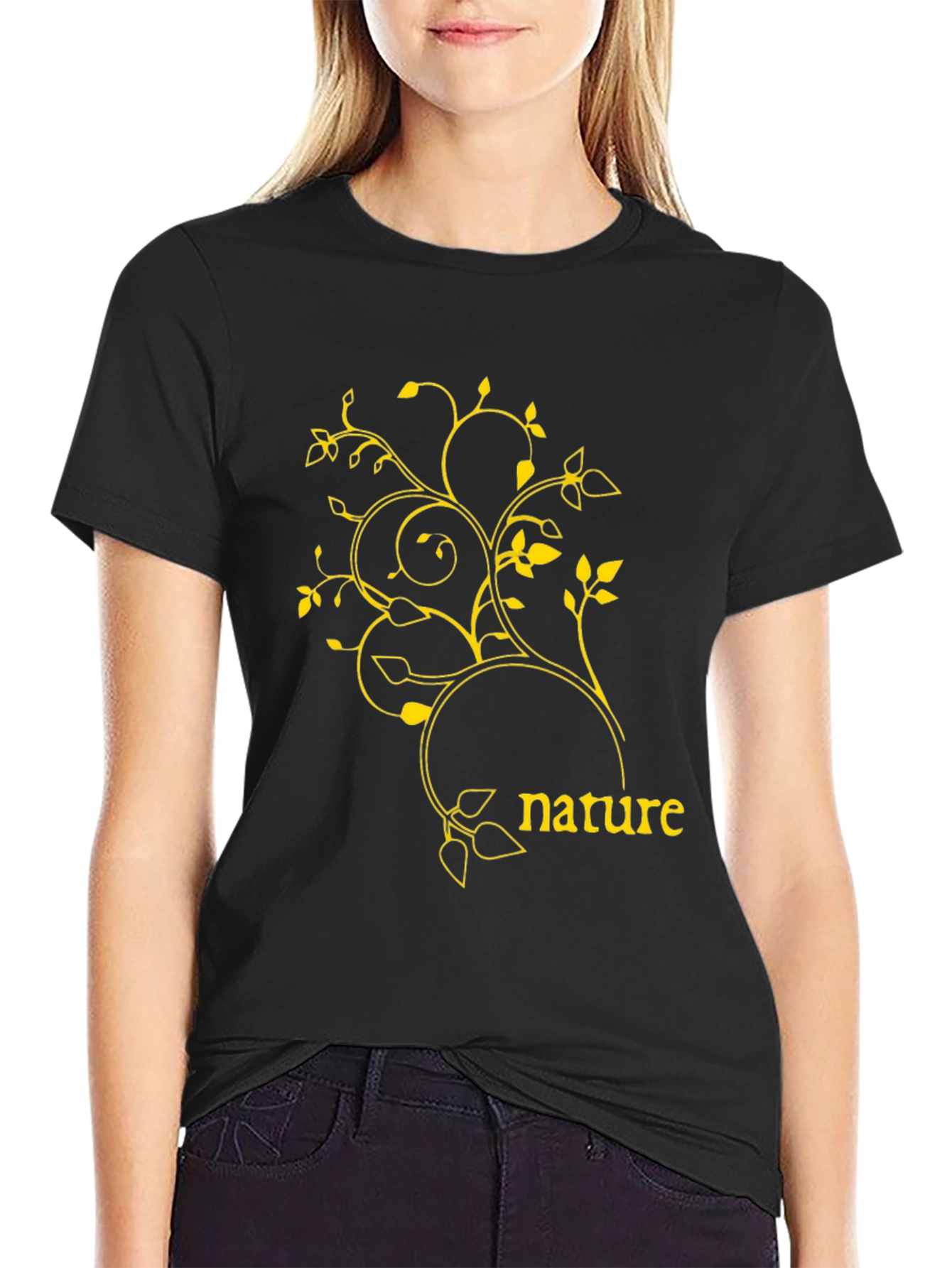Nature Graphic Tee - Black Casual T-Shirt