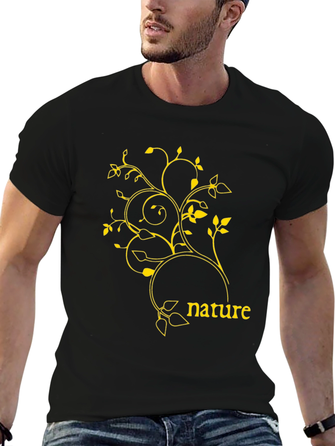 Nature Graphic Tee - Black Casual T-Shirt