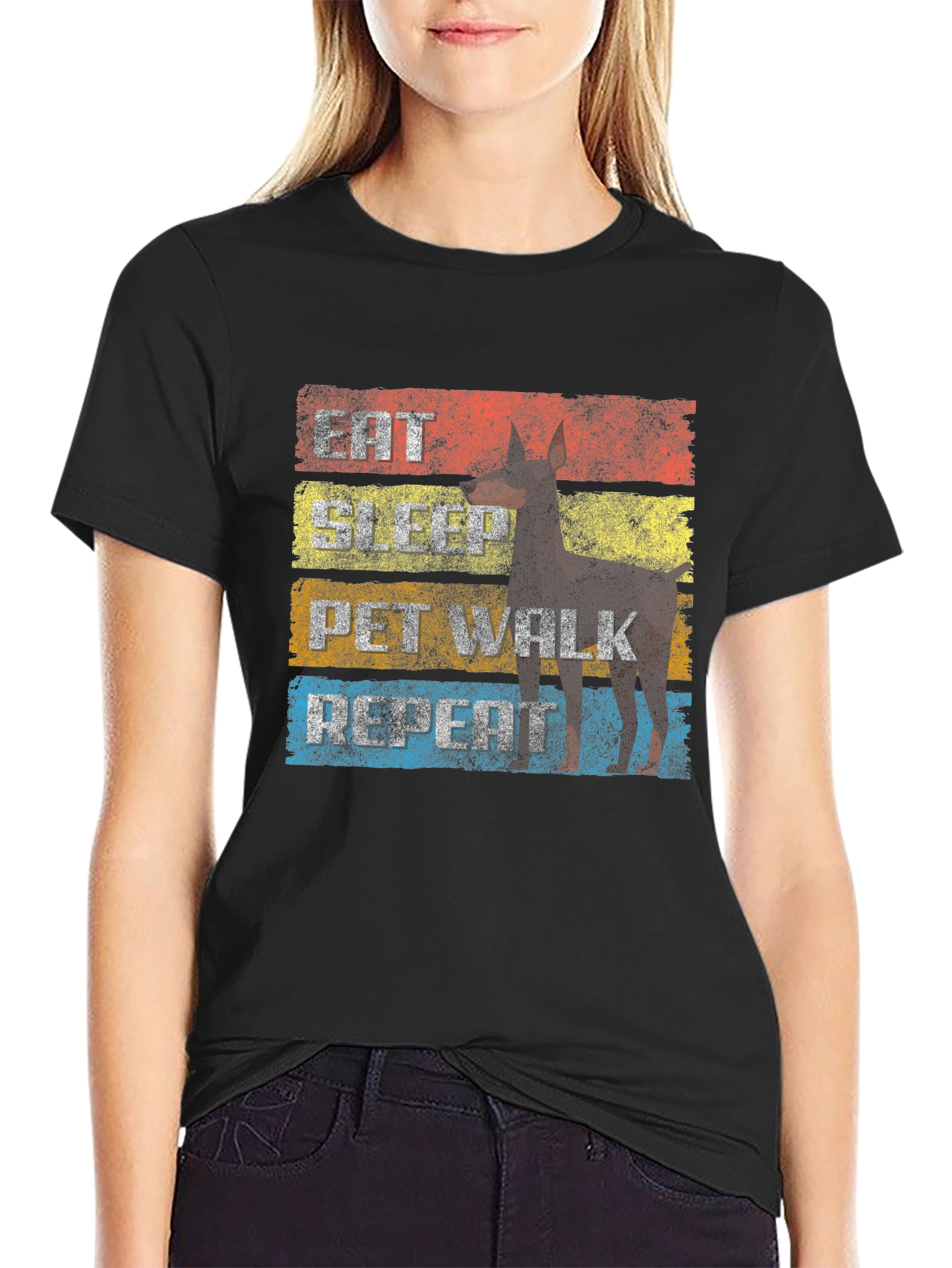 Eat Sleep Pet Walk Repeat Graphic Tee