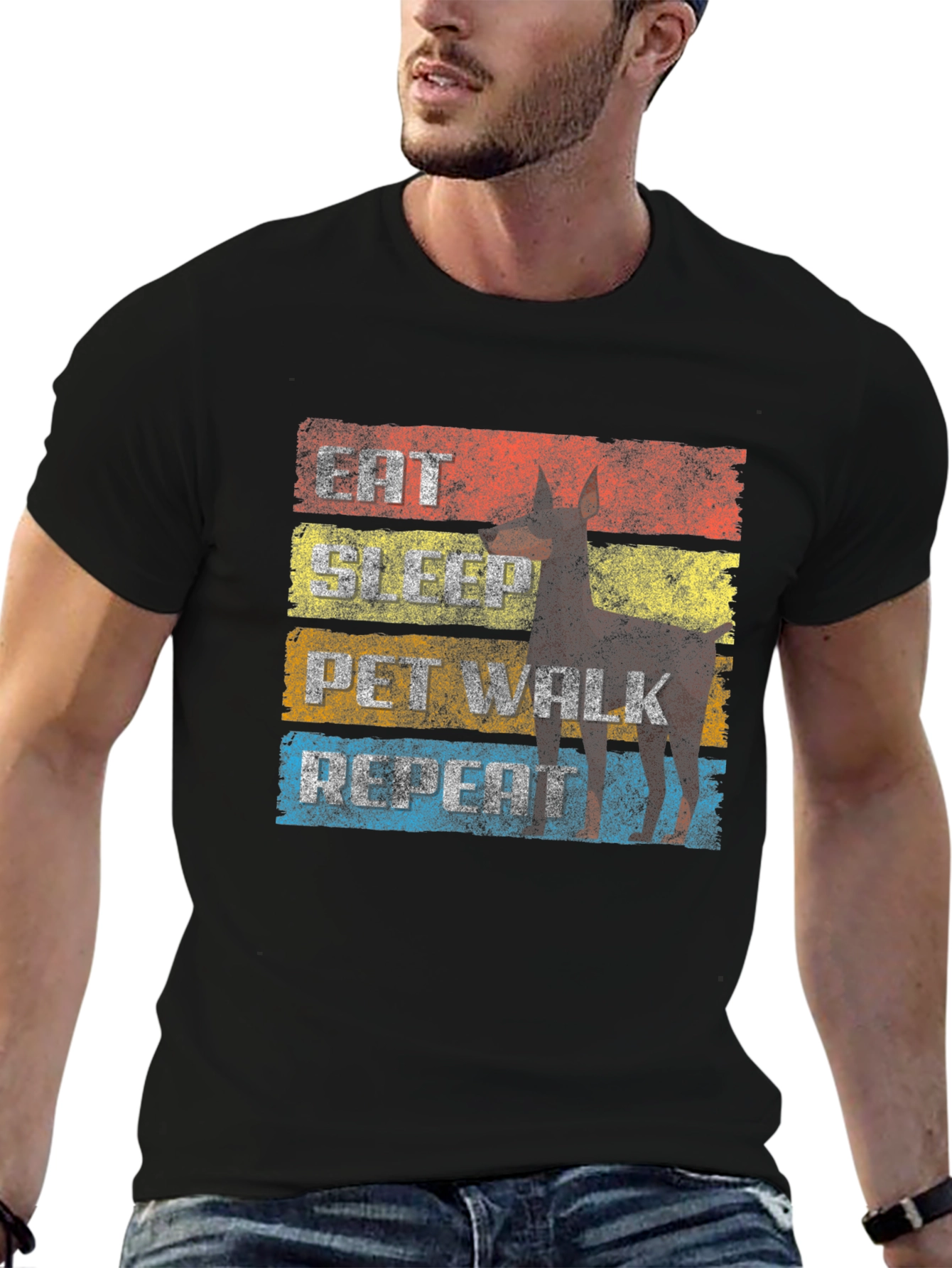 Eat Sleep Pet Walk Repeat Graphic Tee