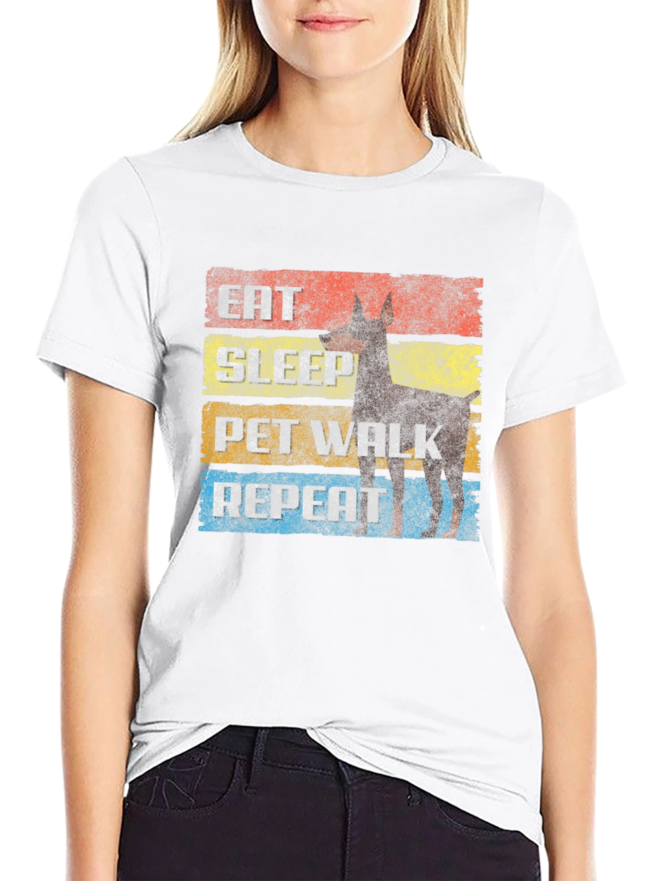 Eat Sleep Pet Walk Repeat Graphic Tee