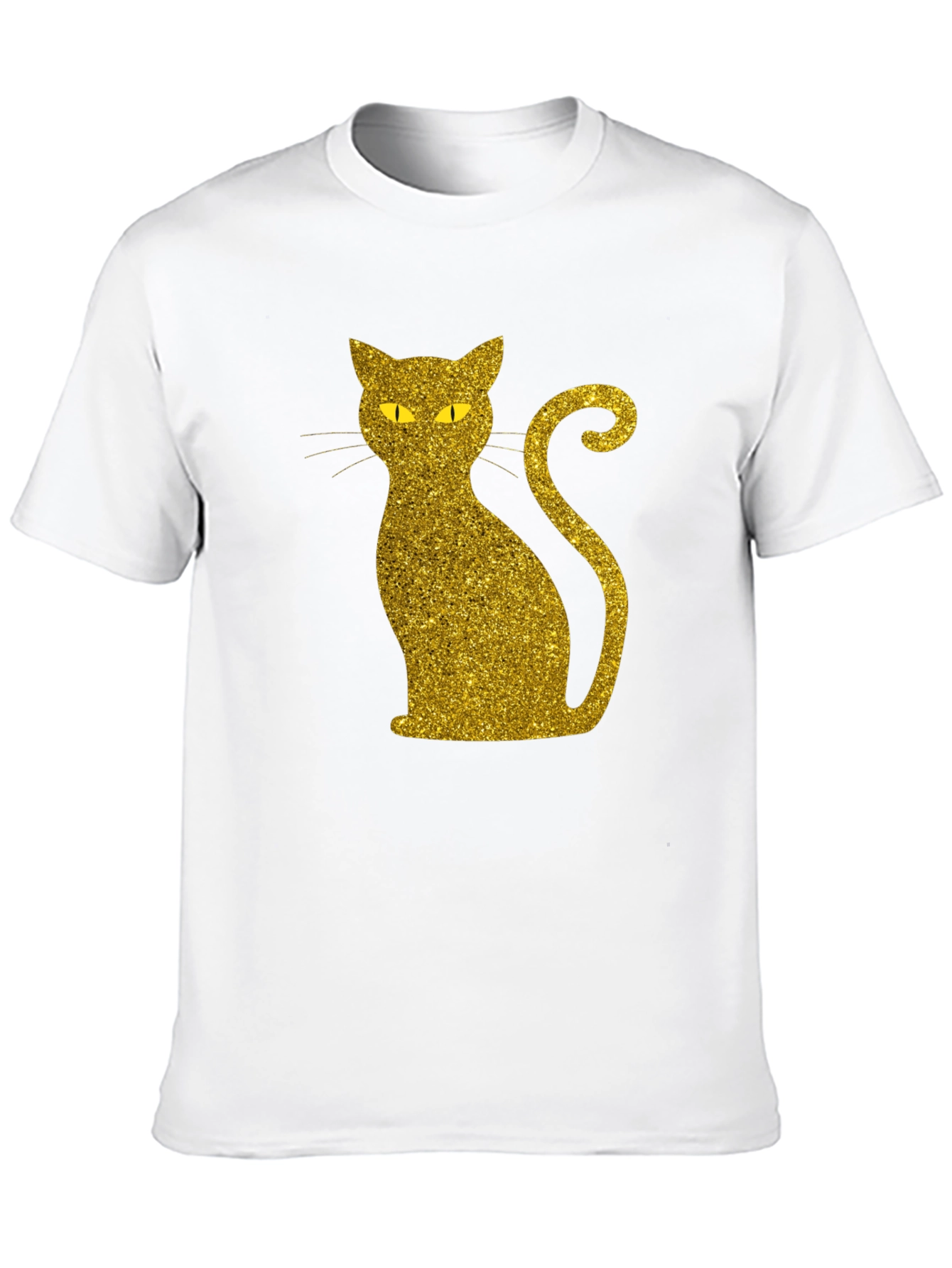 Glitter Gold Cat Graphic T-Shirt