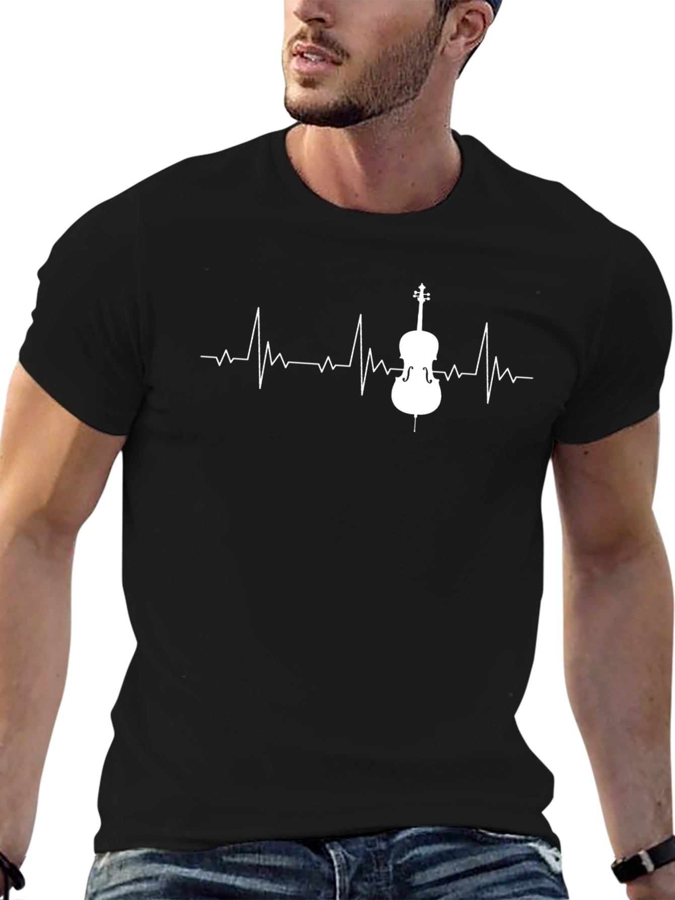 Cello Heartbeat Graphic Tee - Musicians Black T-Shirt