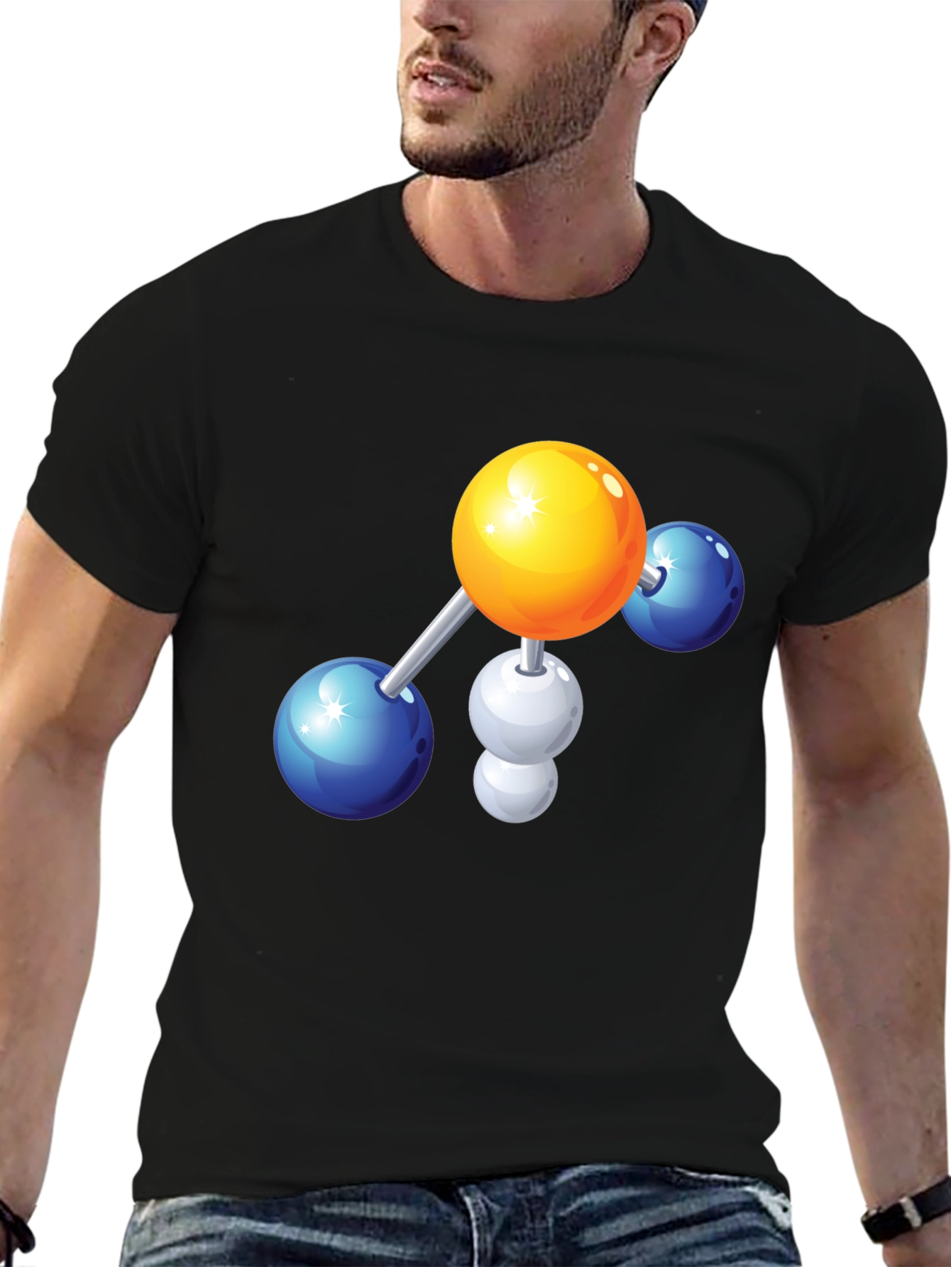 Science Molecule Graphic Tee - Black Cotton T-Shirt