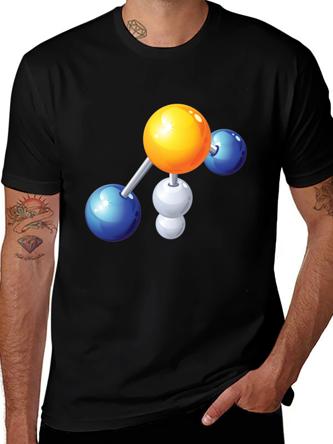 Science Molecule Graphic Tee - Black Cotton T-Shirt