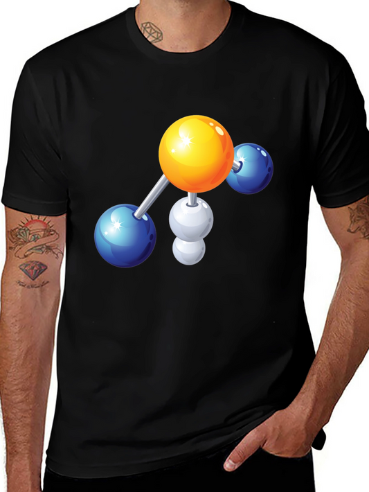 Science Molecule Graphic Tee - Black Cotton T-Shirt