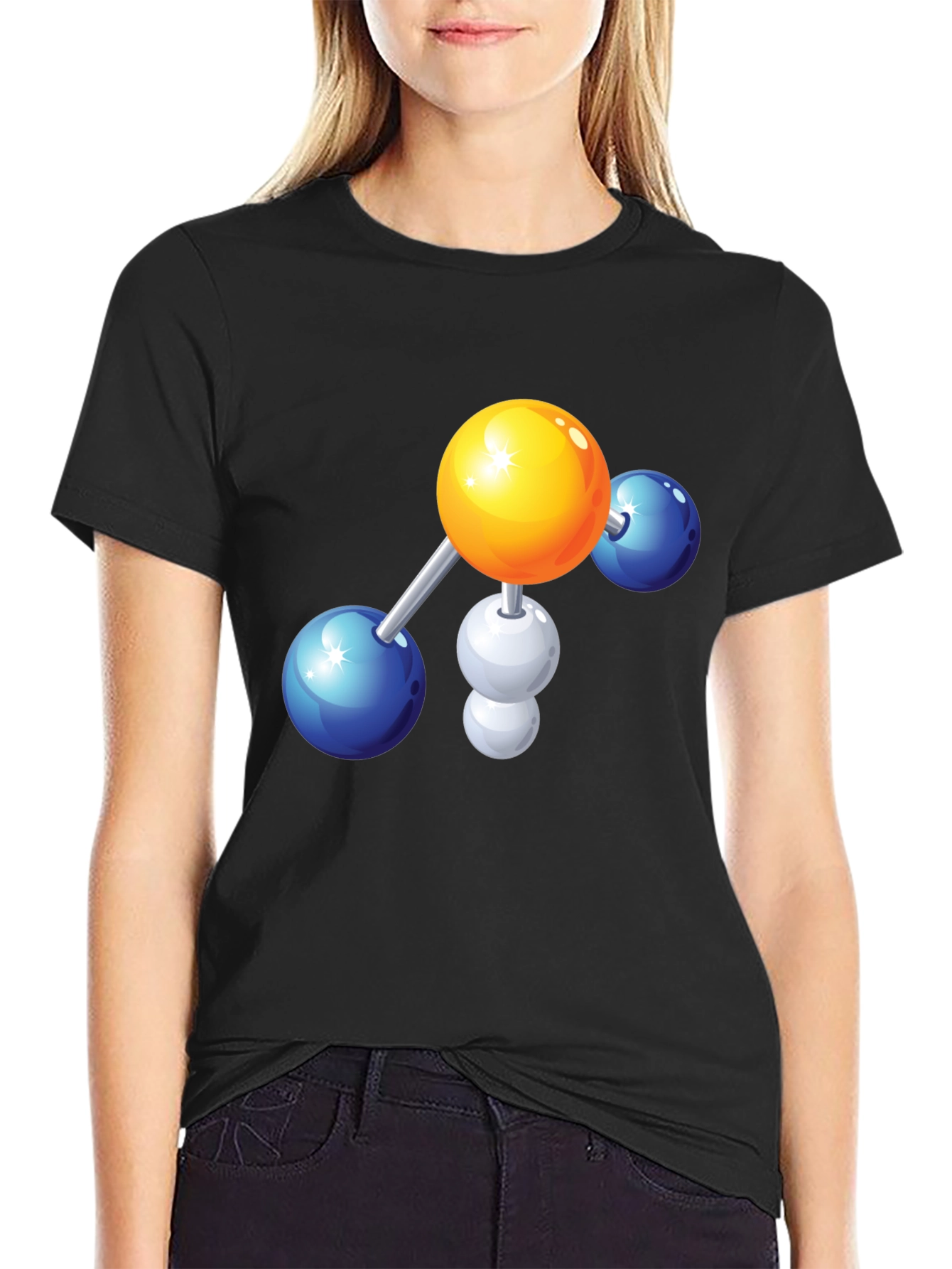 Science Molecule Graphic Tee - Black Cotton T-Shirt