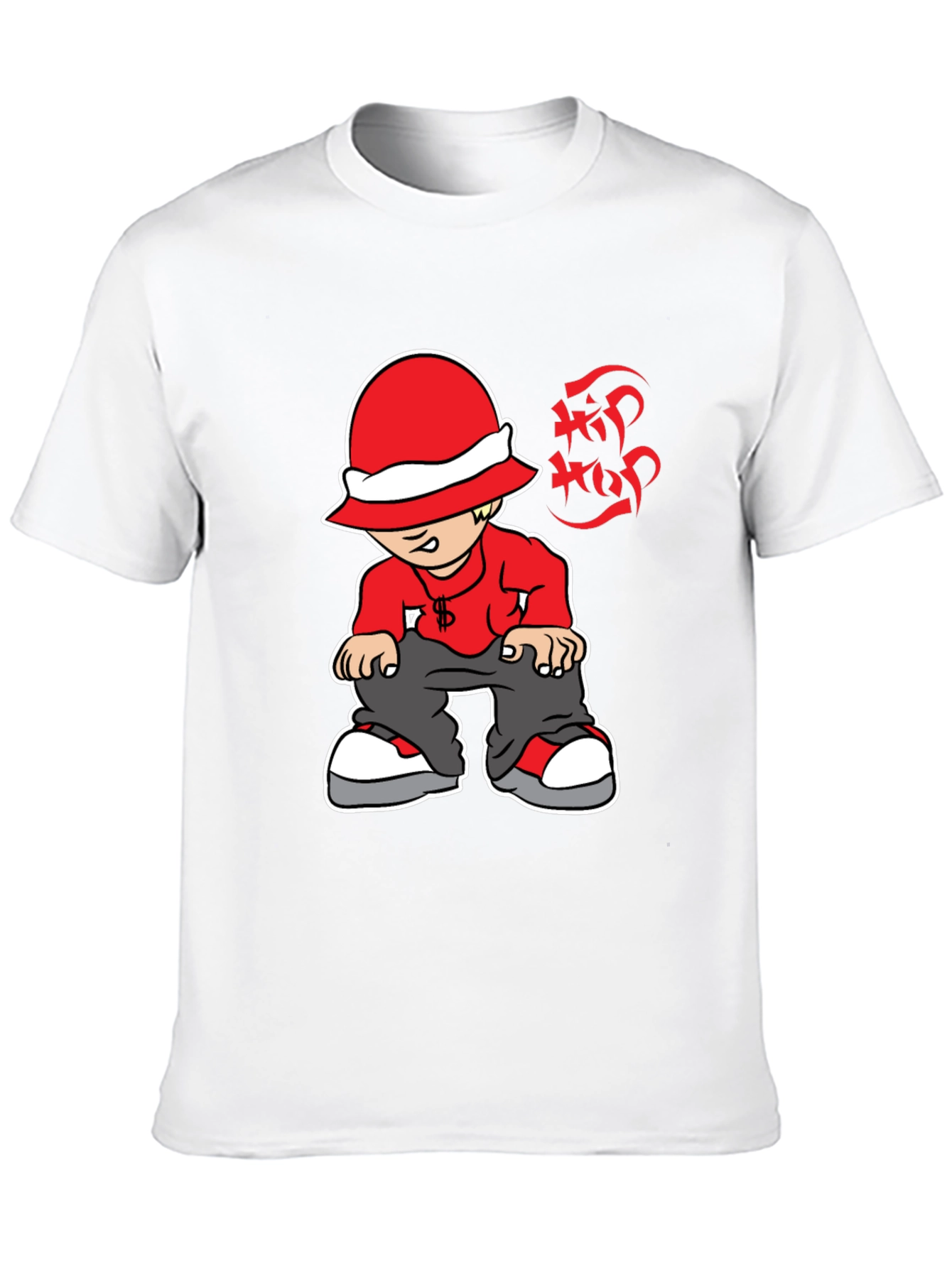 Hip Hop Cartoon Graphic Black T-Shirt