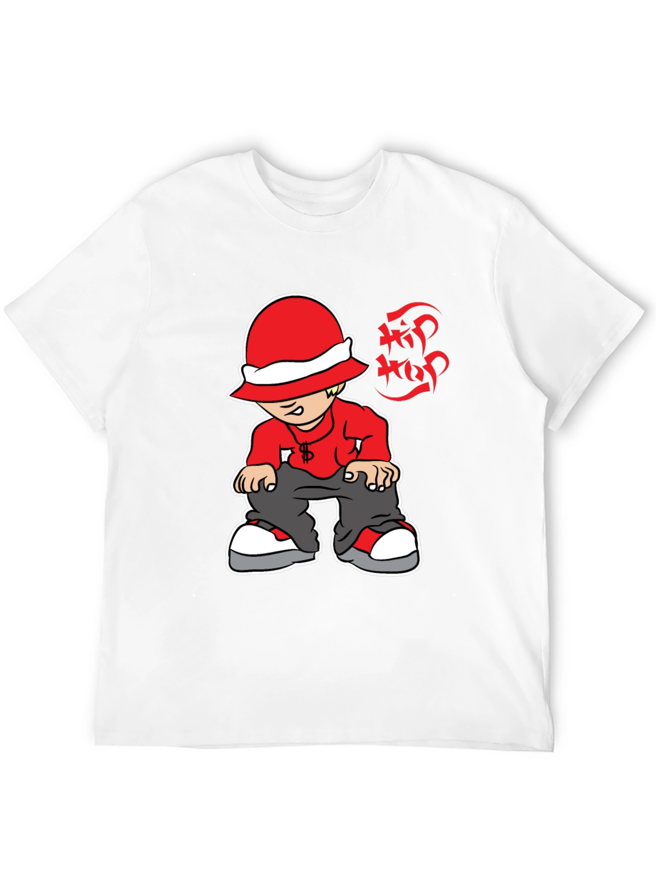 Hip Hop Cartoon Graphic Black T-Shirt