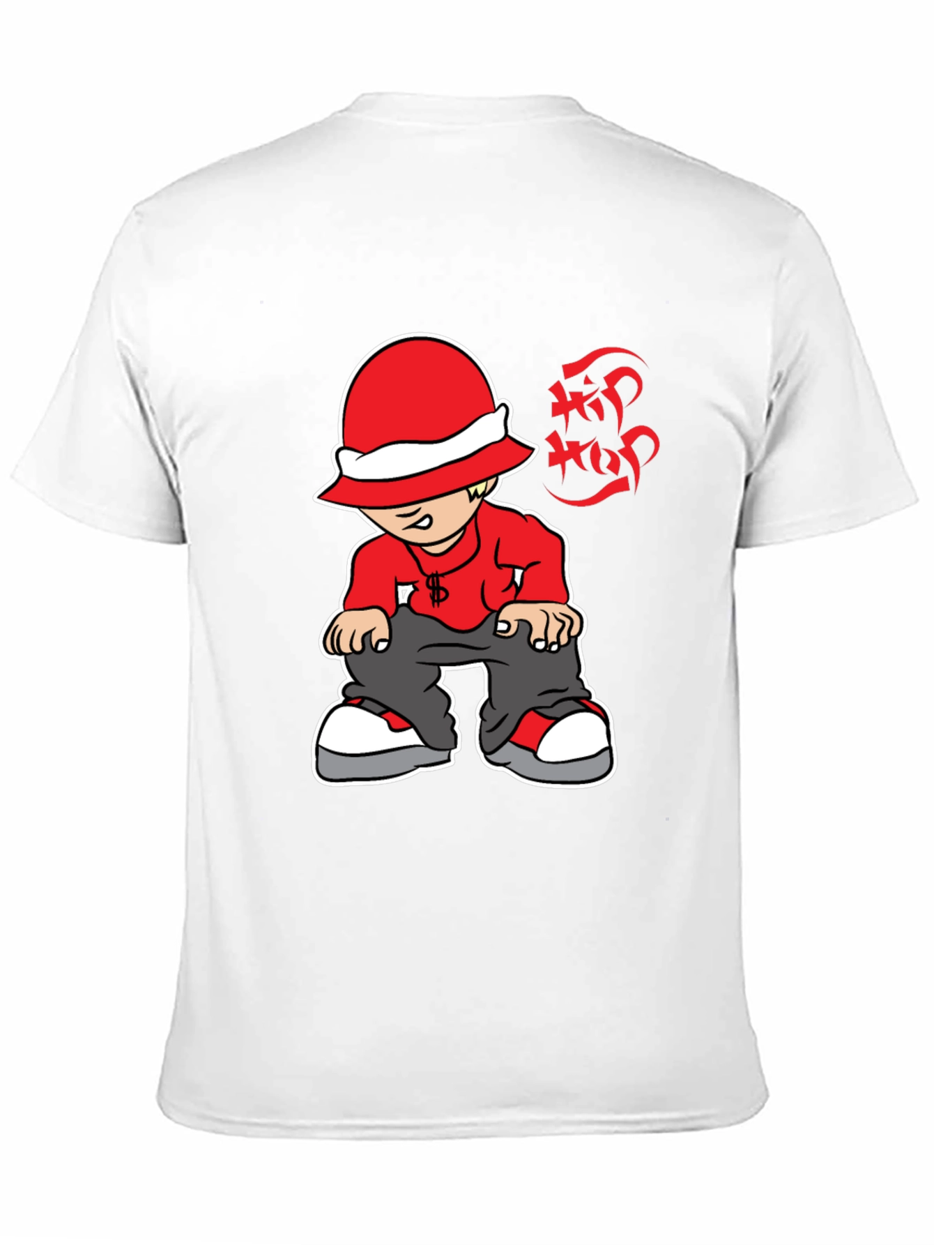 Hip Hop Cartoon Graphic Black T-Shirt