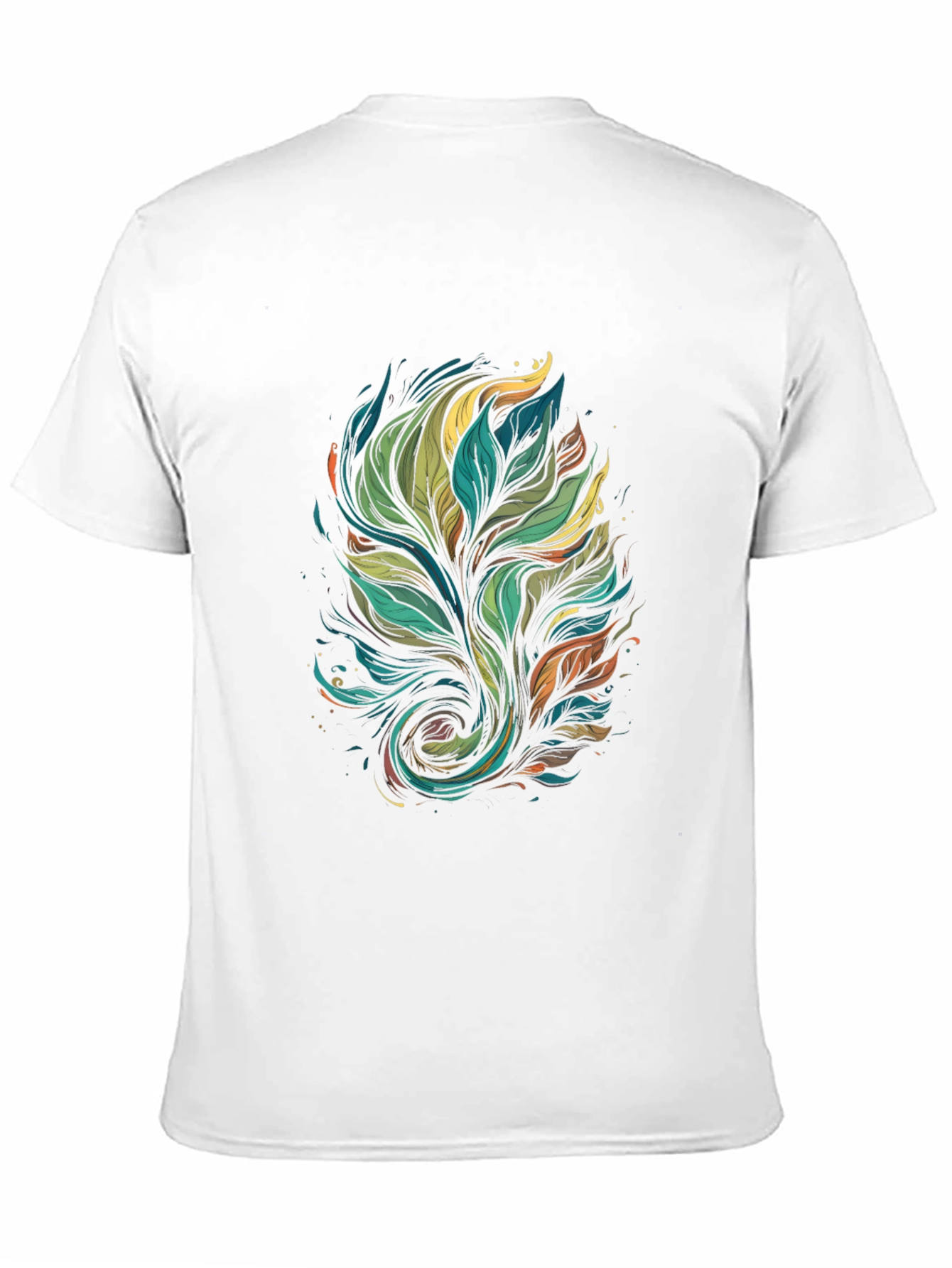 Mens Black T-Shirt with Abstract Leaf Design