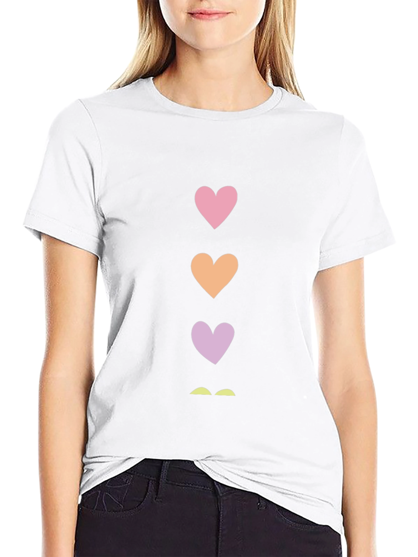 Heart Stacked T-Shirt - Casual Graphic Tee