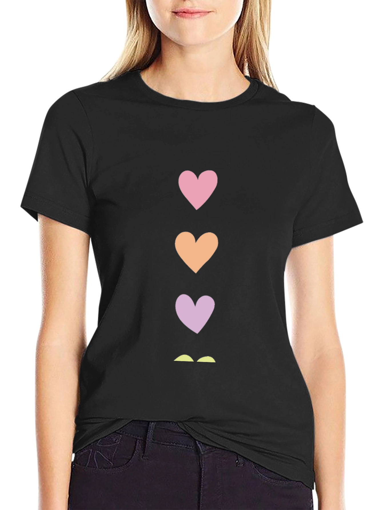 Heart Stacked T-Shirt - Casual Graphic Tee