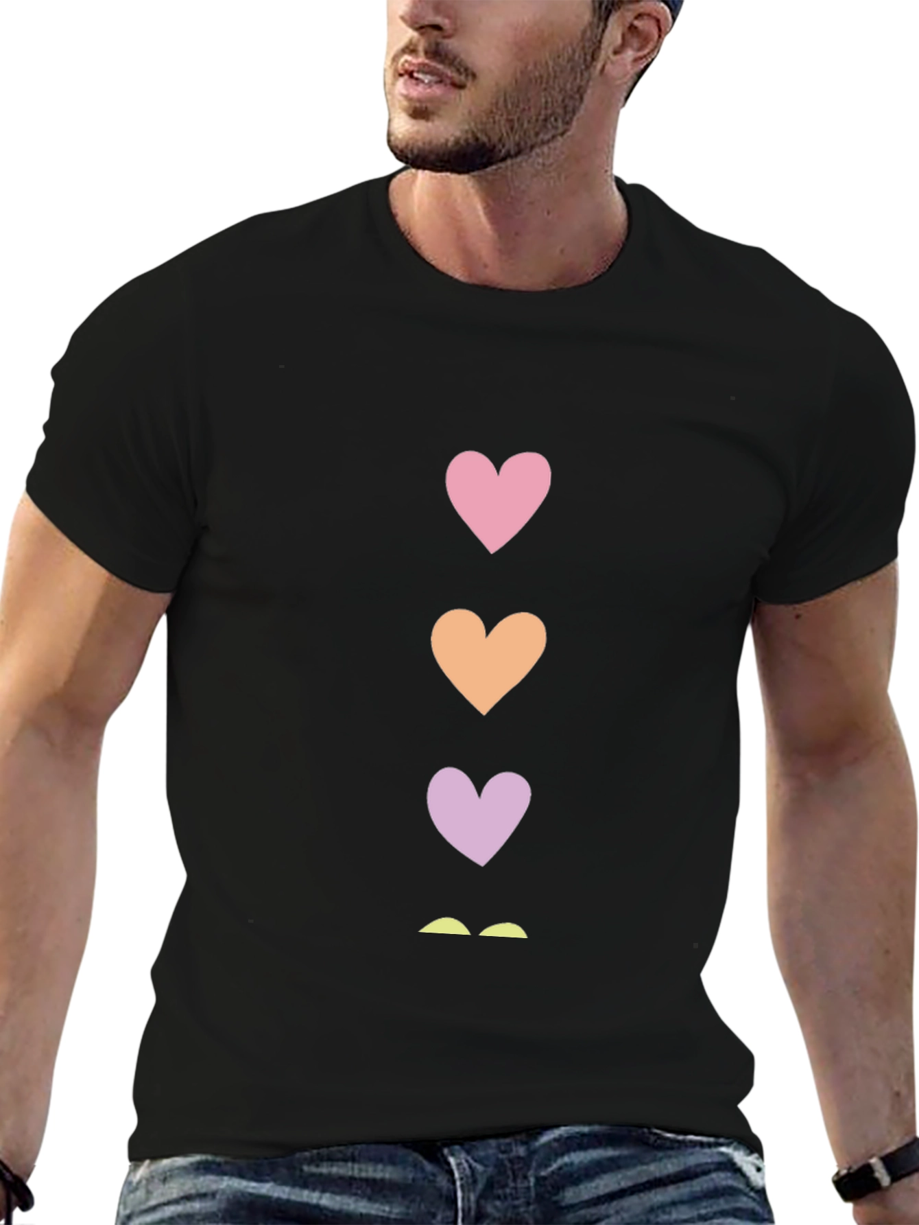 Heart Stacked T-Shirt - Casual Graphic Tee