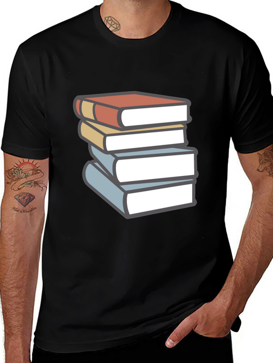 Book Lovers T-Shirt - Stack of Books Graphic Tee