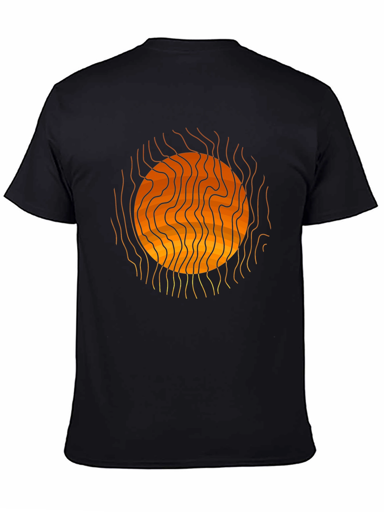 Abstract Sun Graphic Print Black T-Shirt