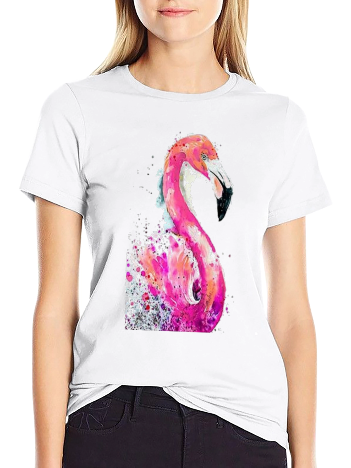 Flamingo Watercolor Graphic T-Shirt